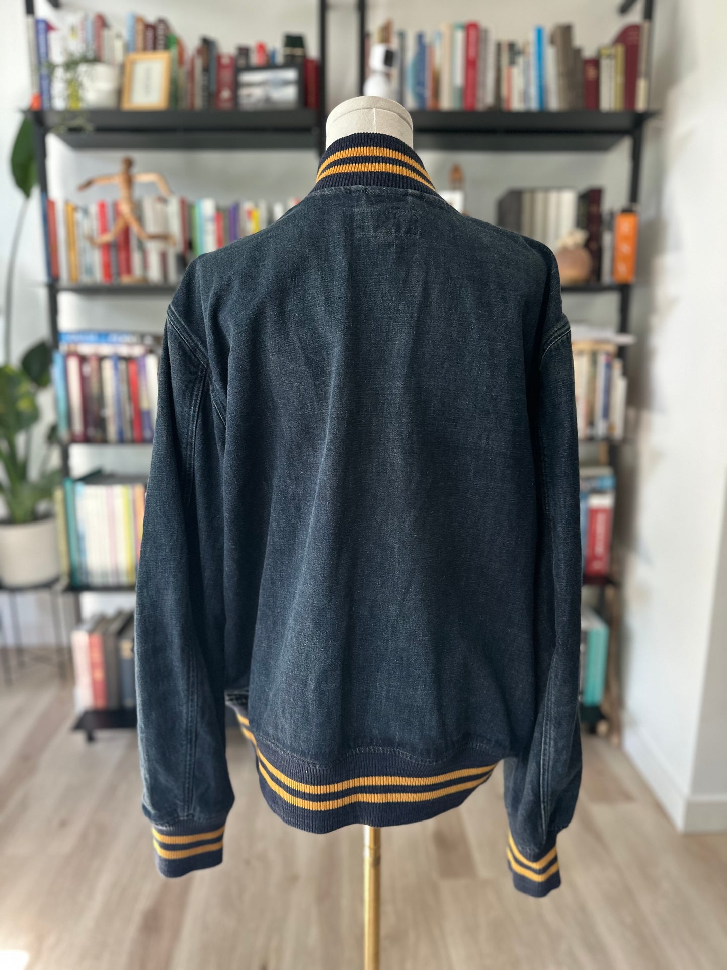 00s Polo Ralph Lauren denim bomber with gold POLO