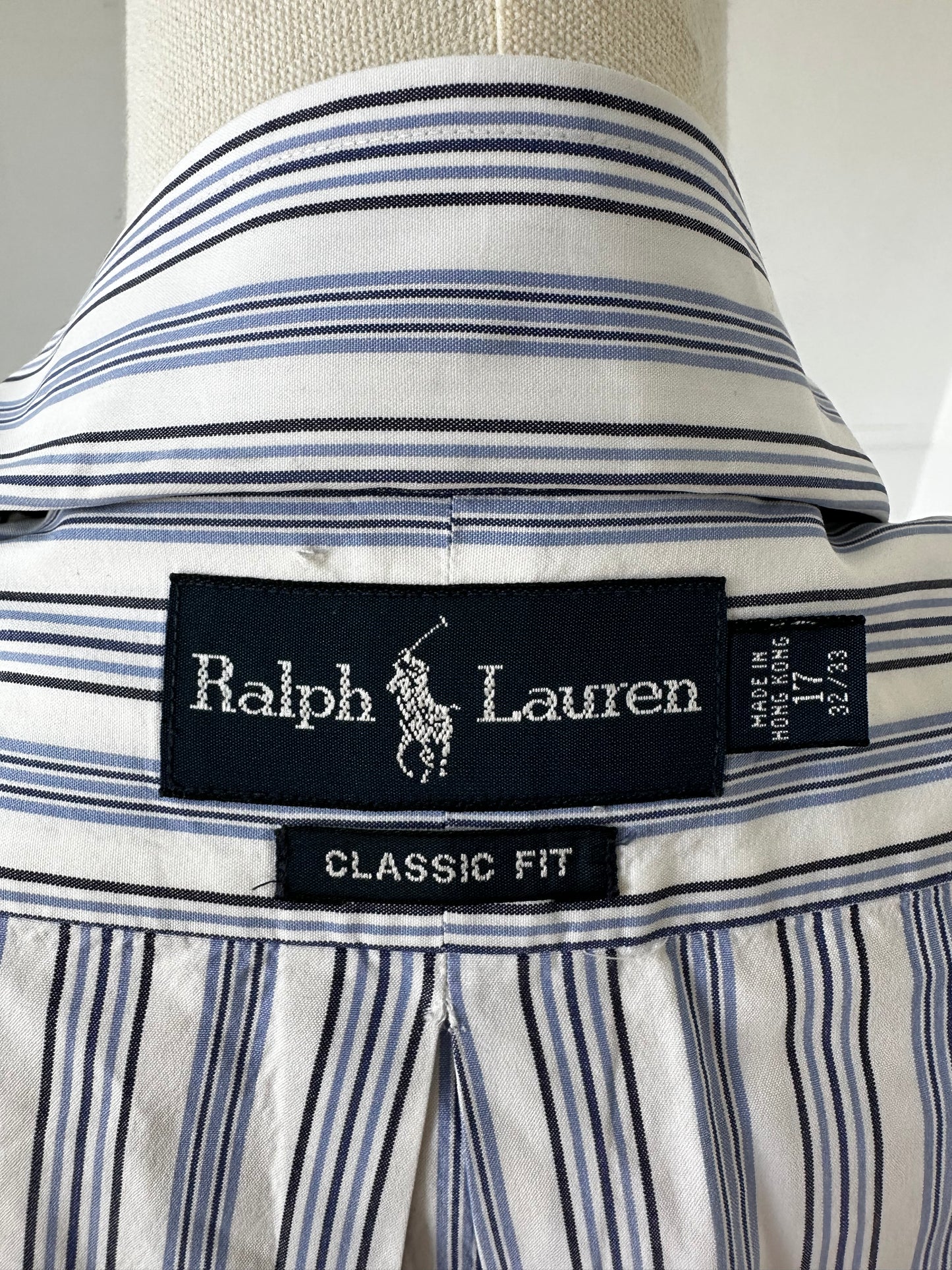 90s Ralph Lauren striped poplin button down. Made in Hong Kong
