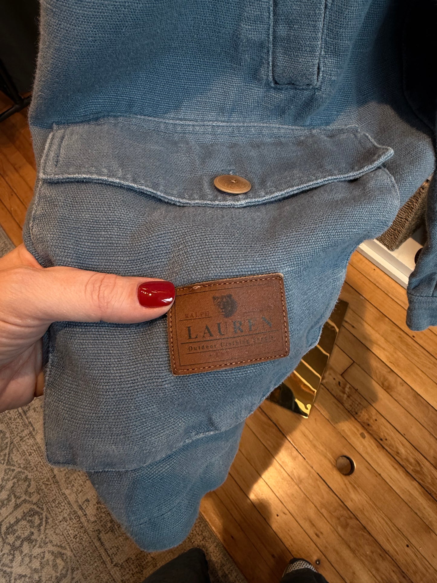 90s Lauren Ralph Lauren linen barn coat. Made in Hong Kong