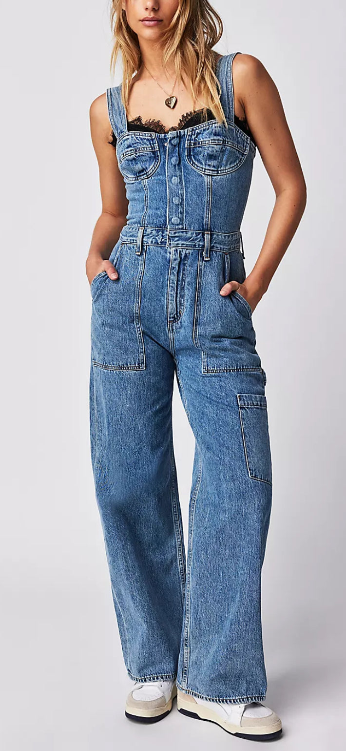 Agolde Paula denim overalls. Size 30