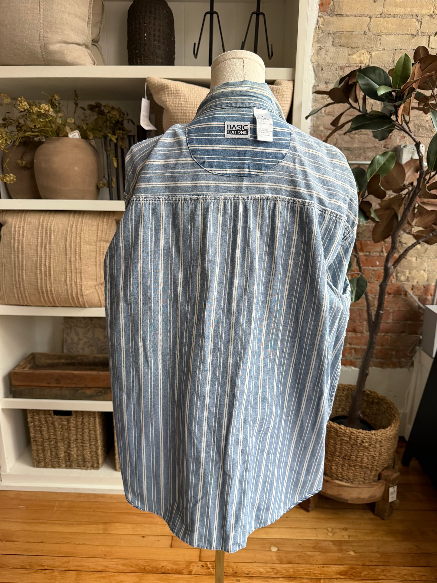 00s Basic Edition denim striped button down