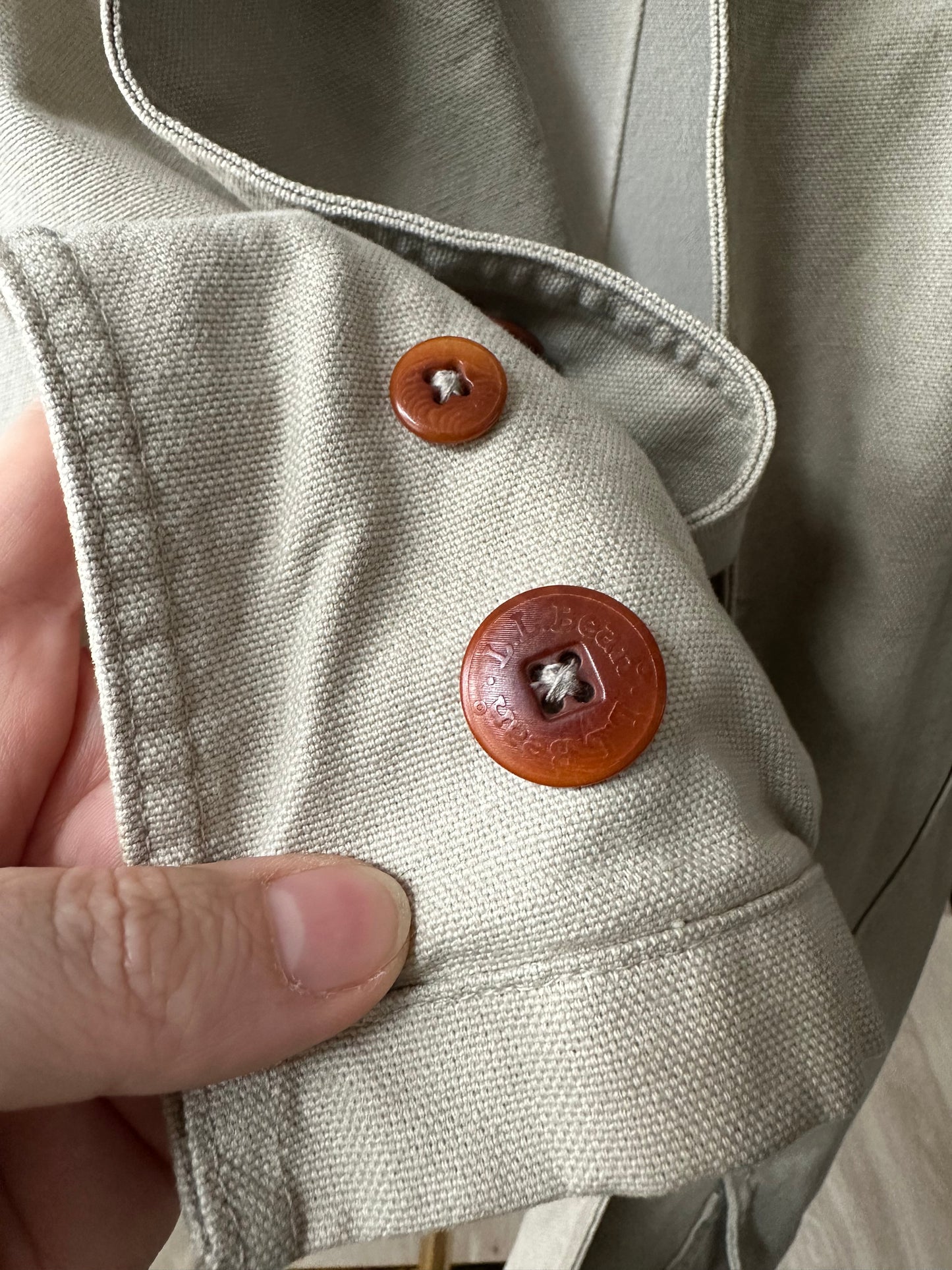 90s LL Bean khaki barn coat with removable lining. Made in the USA