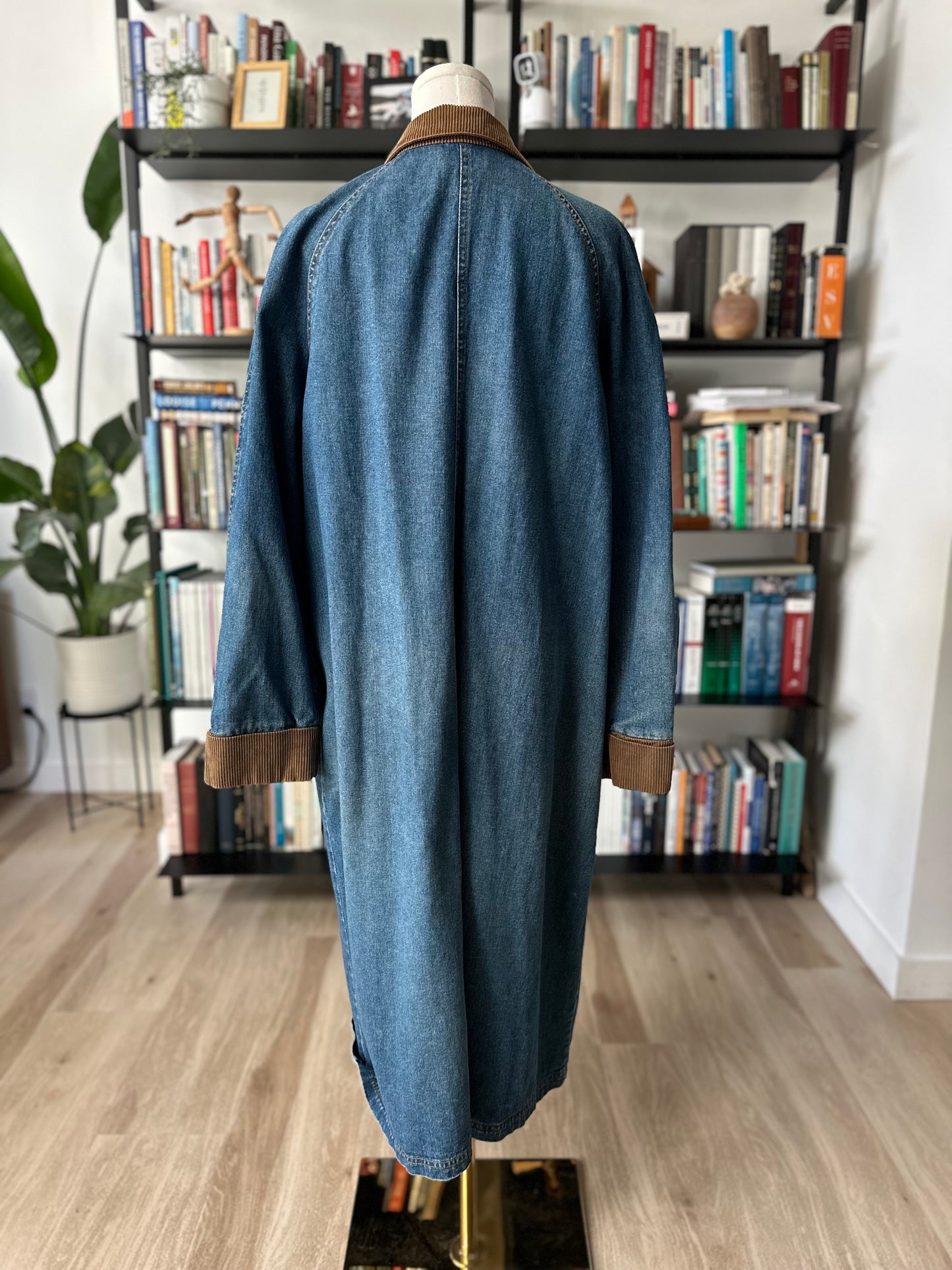 90s Timothy Daniel denim trench with corduroy collar