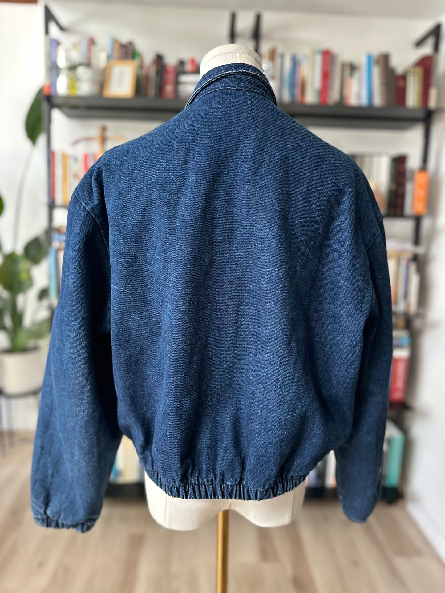 80s LL Bean denim flannel lined bomber. Made in the USA