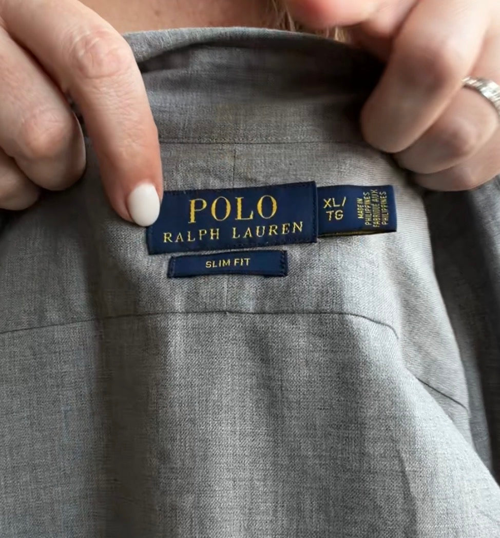 00s Ralph Lauren gray poplin button down