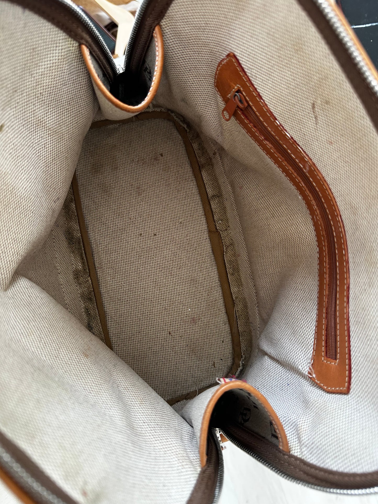 90s Dooney and Bourke Monogramed canvas domed satchel