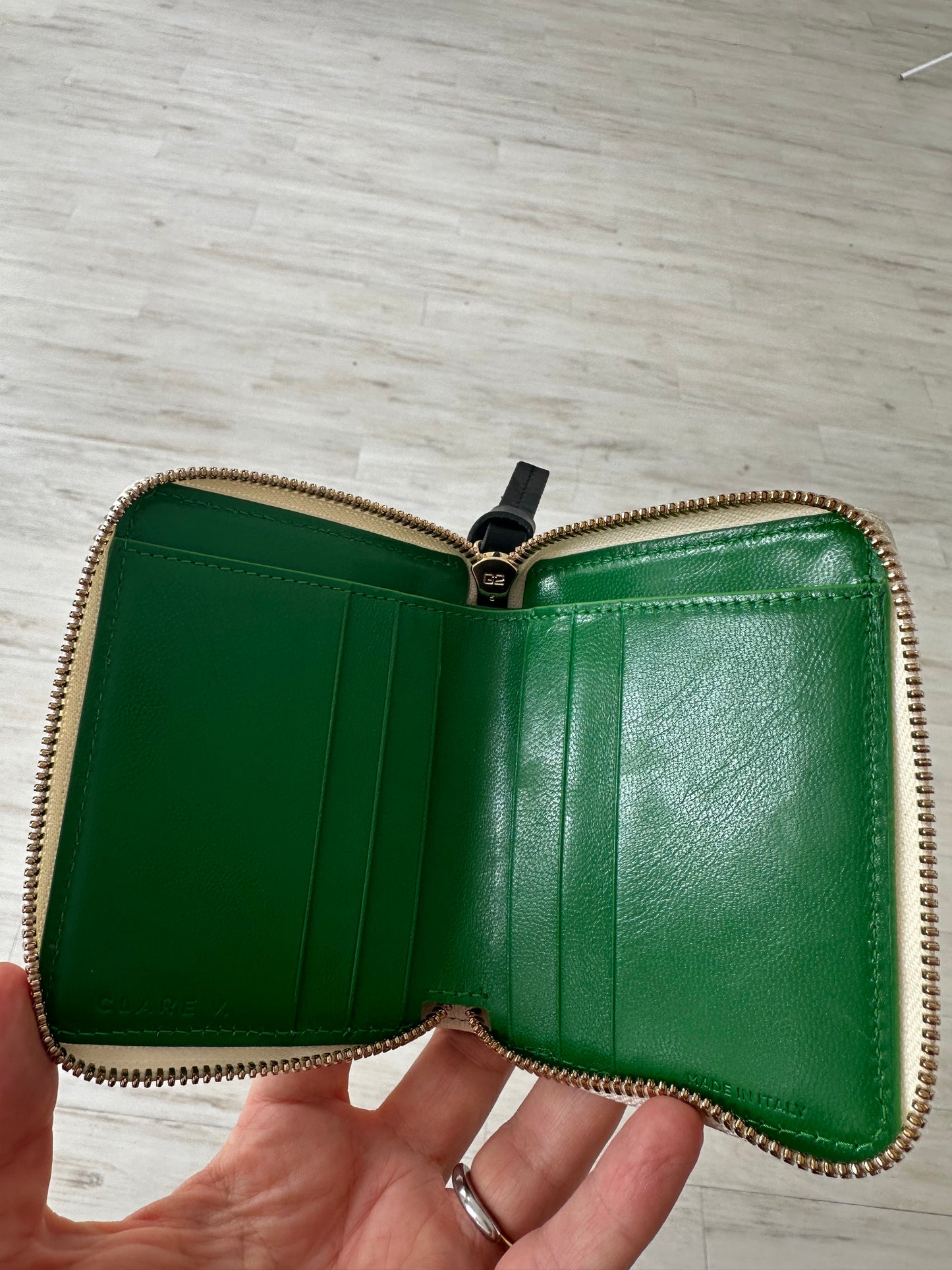 Clare V zip top wallet in checkered