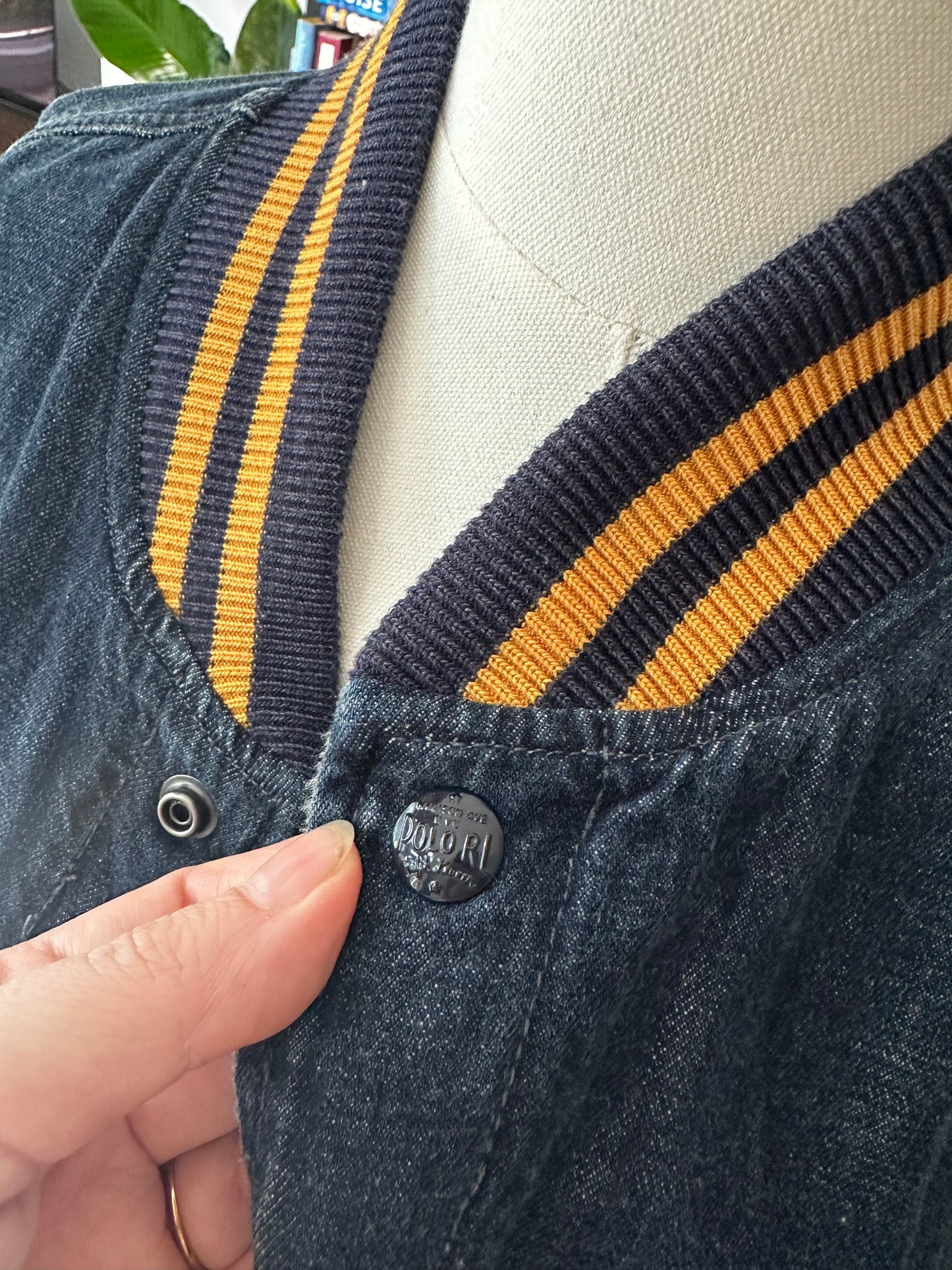 00s Polo Ralph Lauren denim bomber with gold POLO