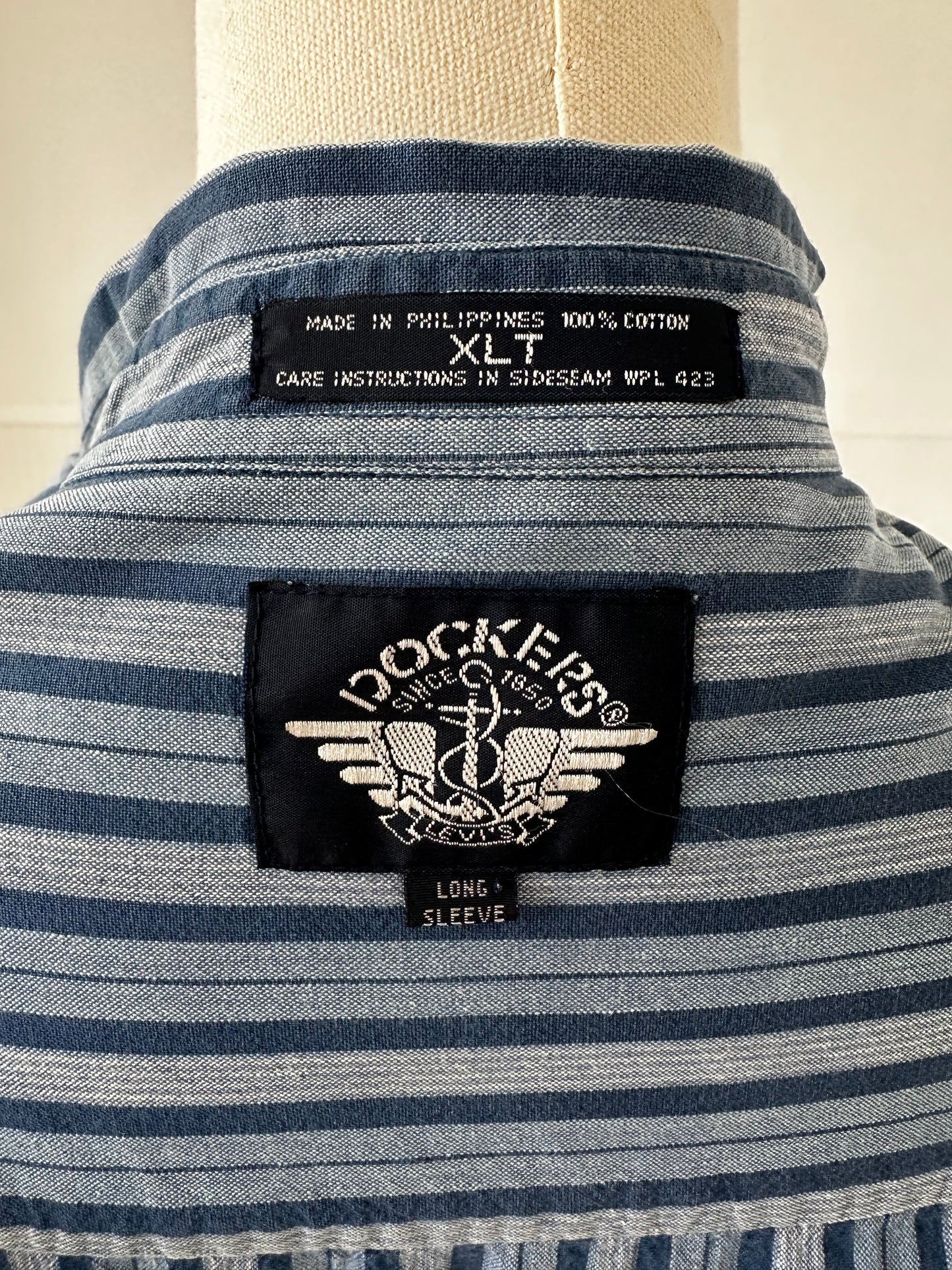 90s Dockers blue striped button down