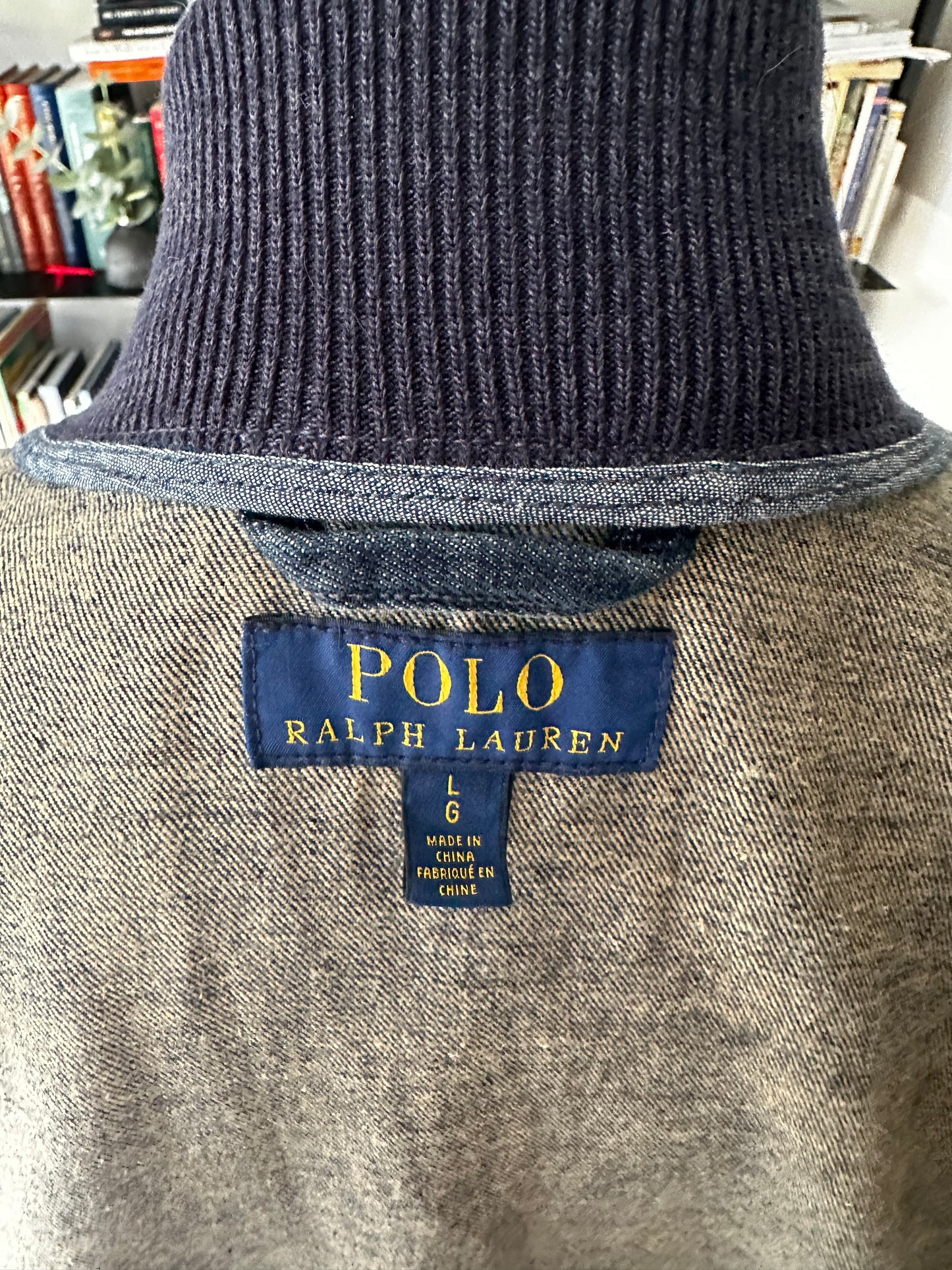 00s Polo Ralph Lauren denim bomber with gold POLO