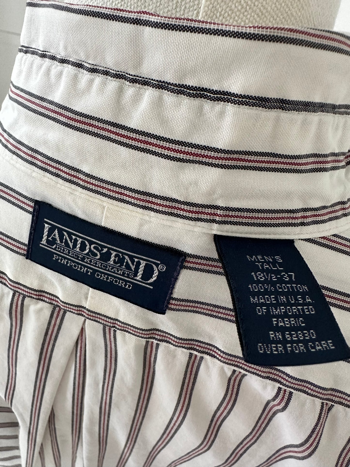 90s Lands’ End striped poplin. Made in the USA