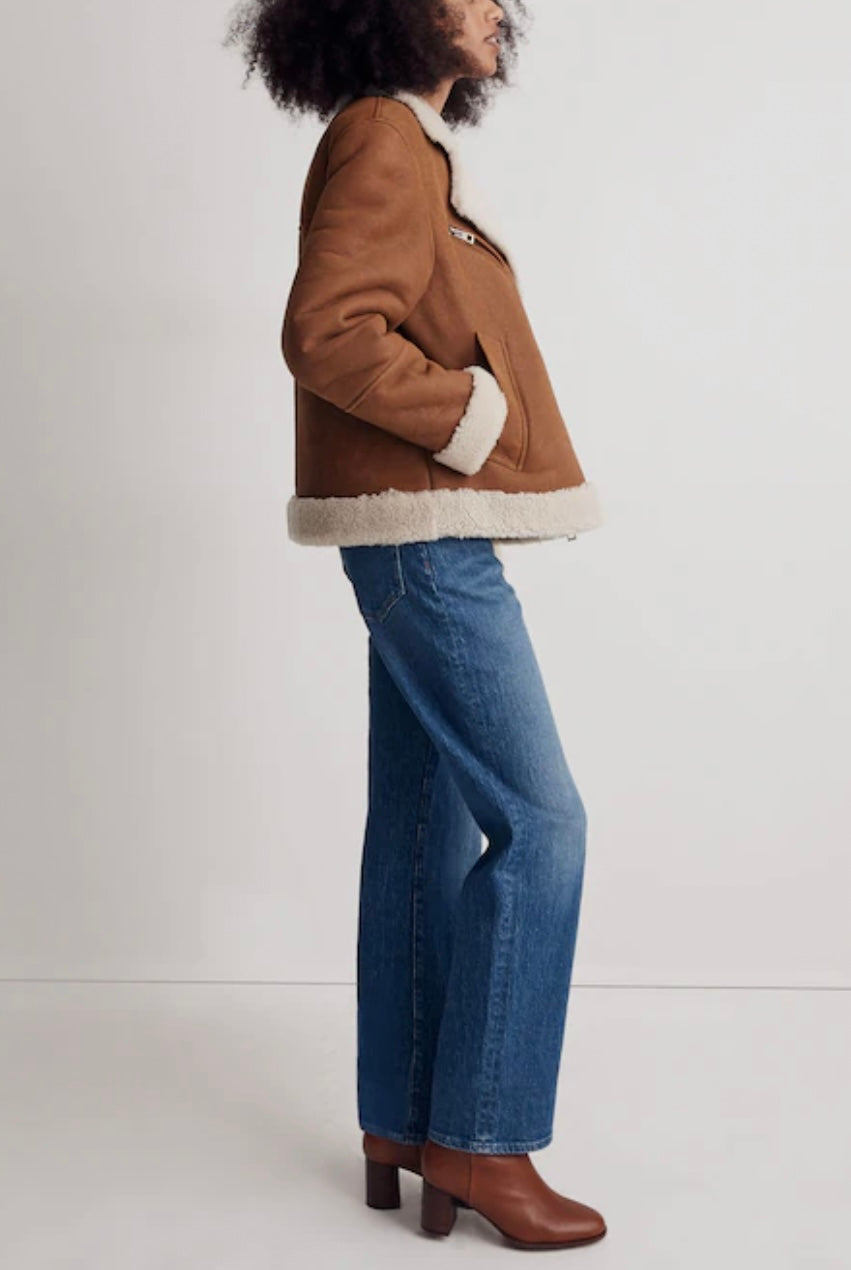 Madewell Oversized Shearling Motorcycle Jacket. NWT. Size Medium. Retails for $748