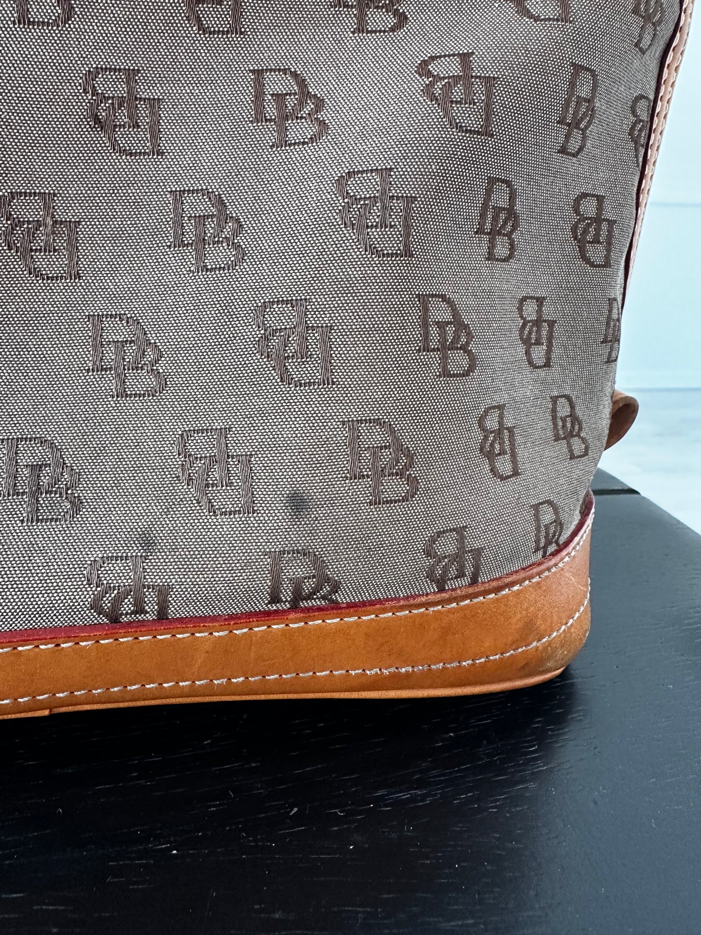 90s Dooney and Bourke Monogramed canvas domed satchel