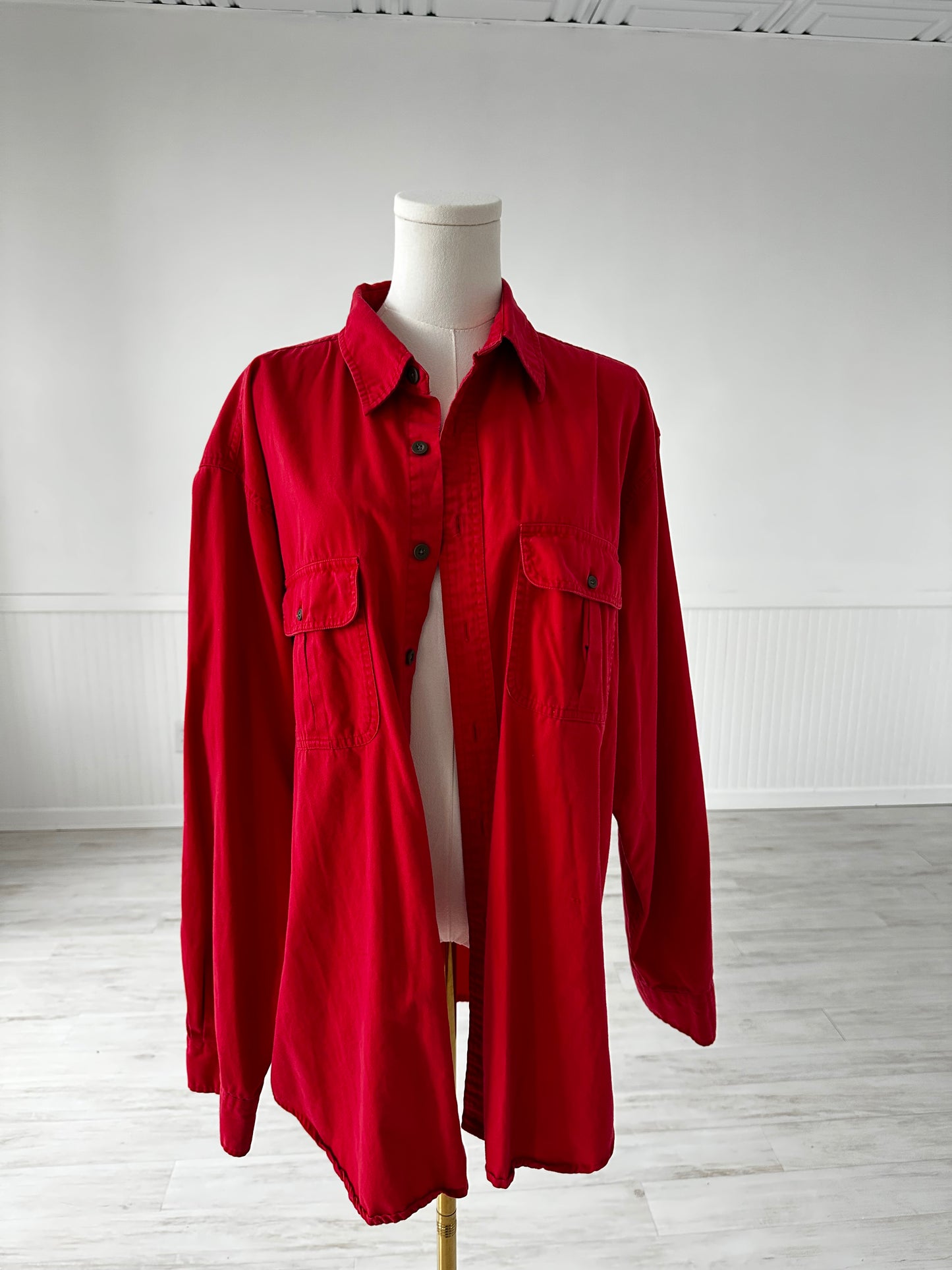 90s JCrew red brushed cotton button down