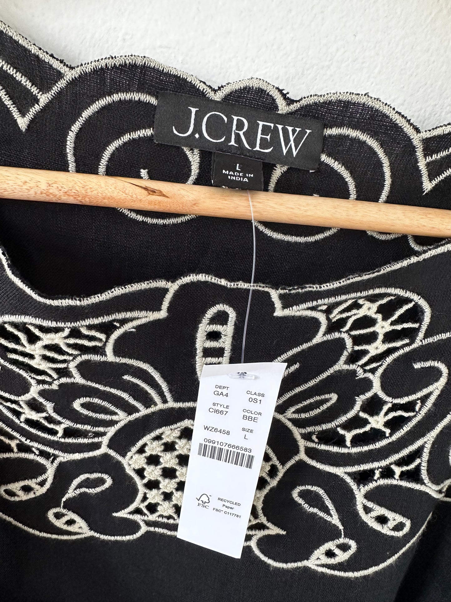 JCrew linen cutwork dress. NWT. Size large