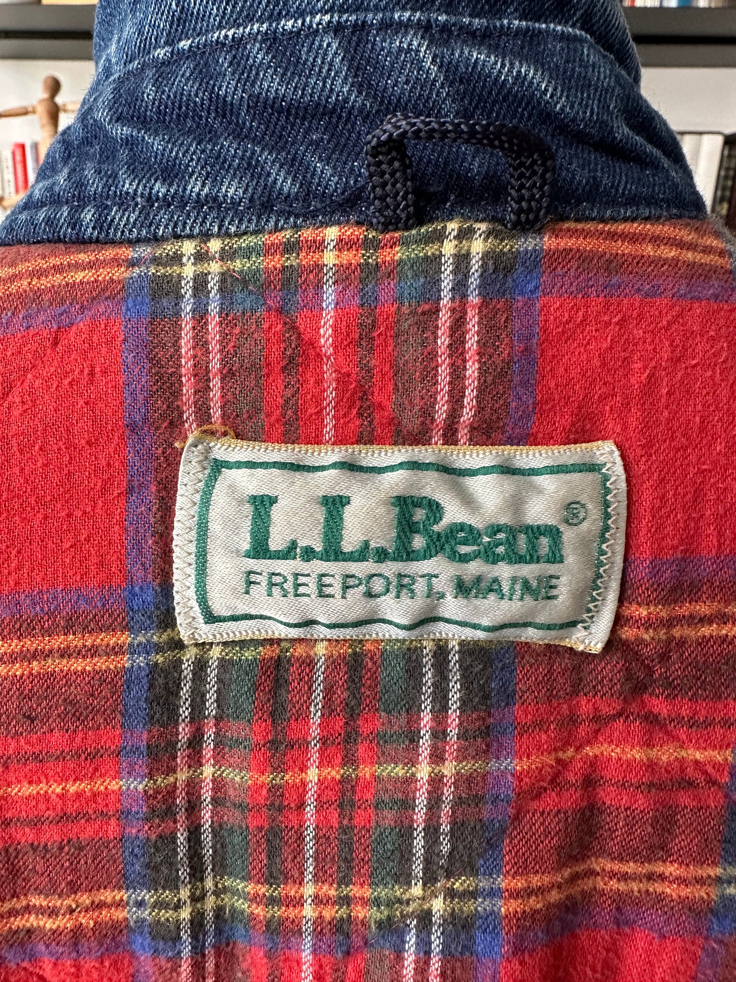 80s LL Bean denim flannel lined bomber. Made in the USA