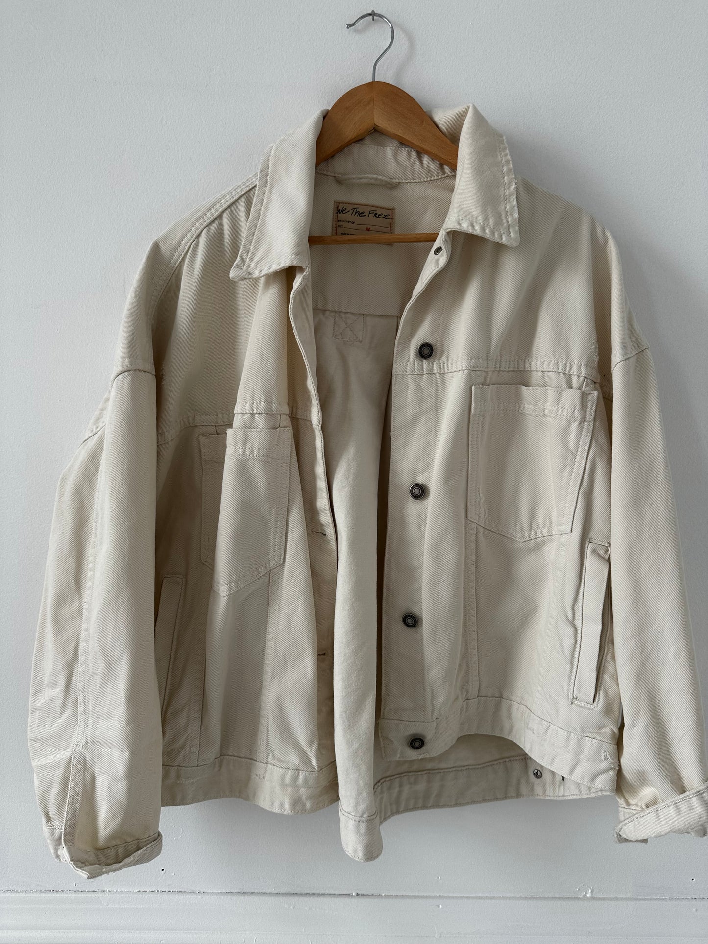 We the Free Opal Swing Denim jacket in cream. Size medium