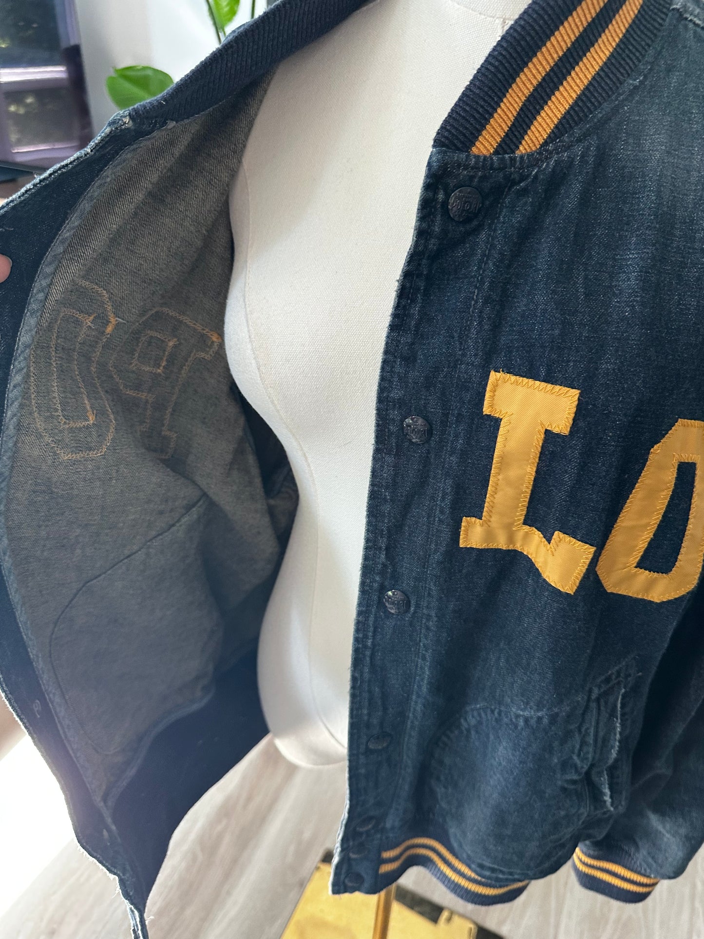 00s Polo Ralph Lauren denim bomber with gold POLO