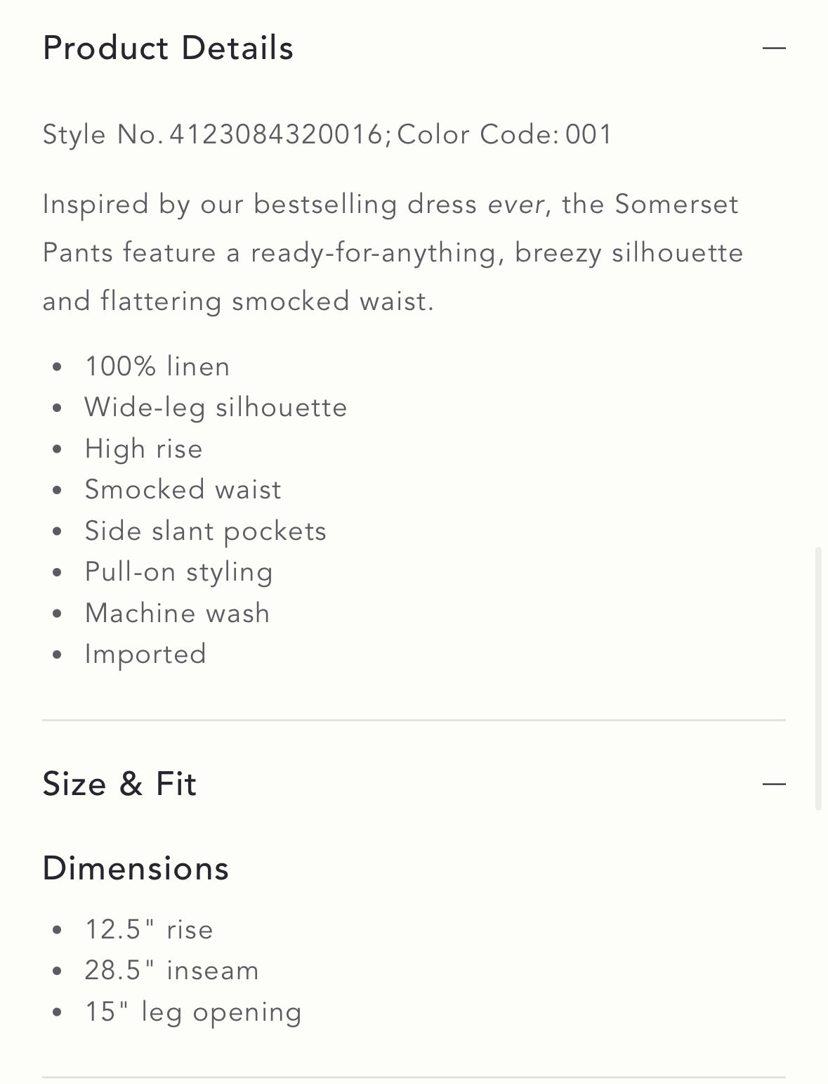Anthropologie Sometset pull-on pants in black linen