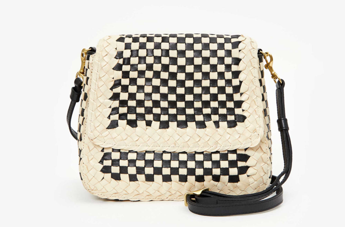 Clare V Louis cream/black woven checker