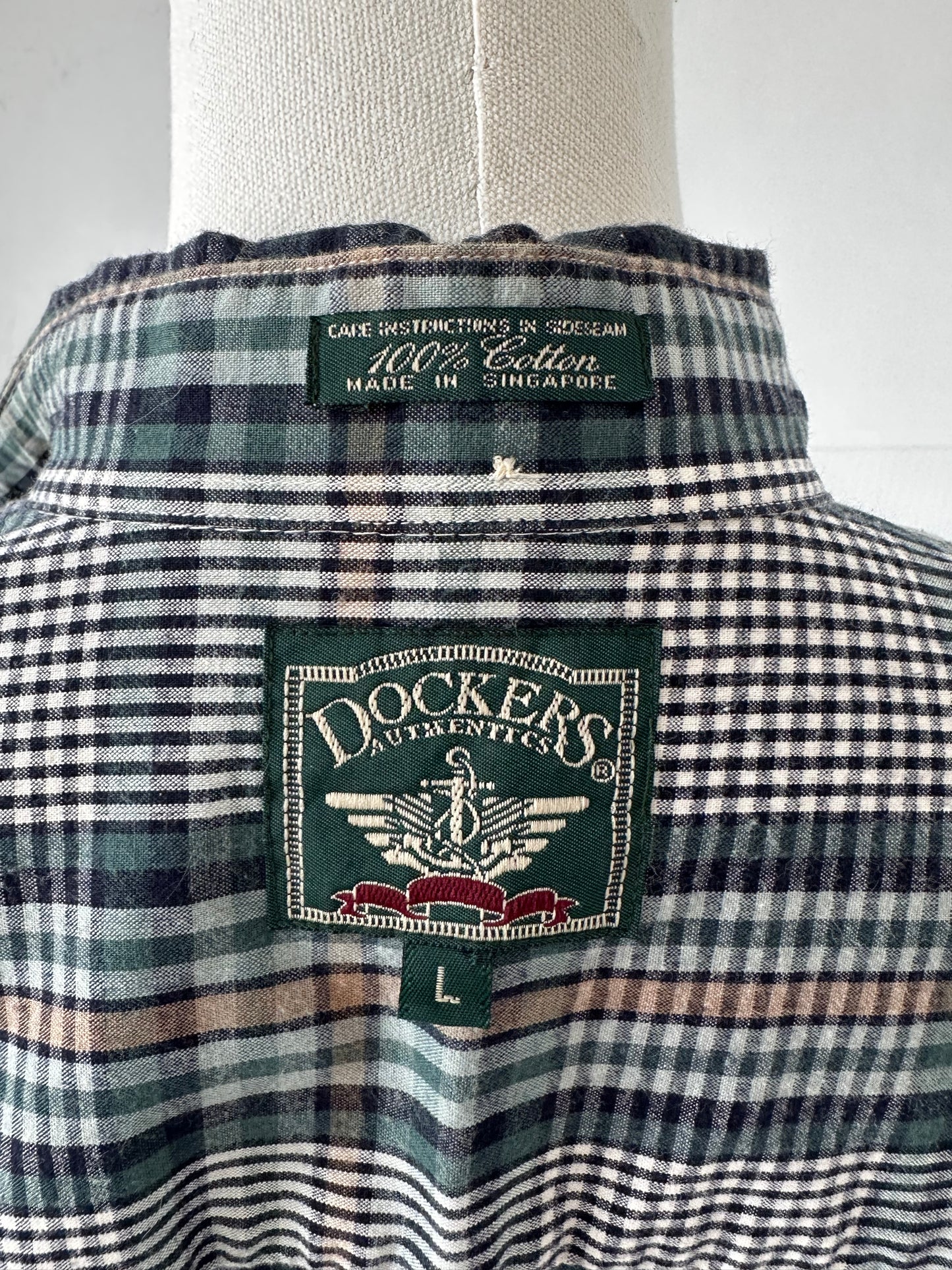 90s Dockers green plaid button down