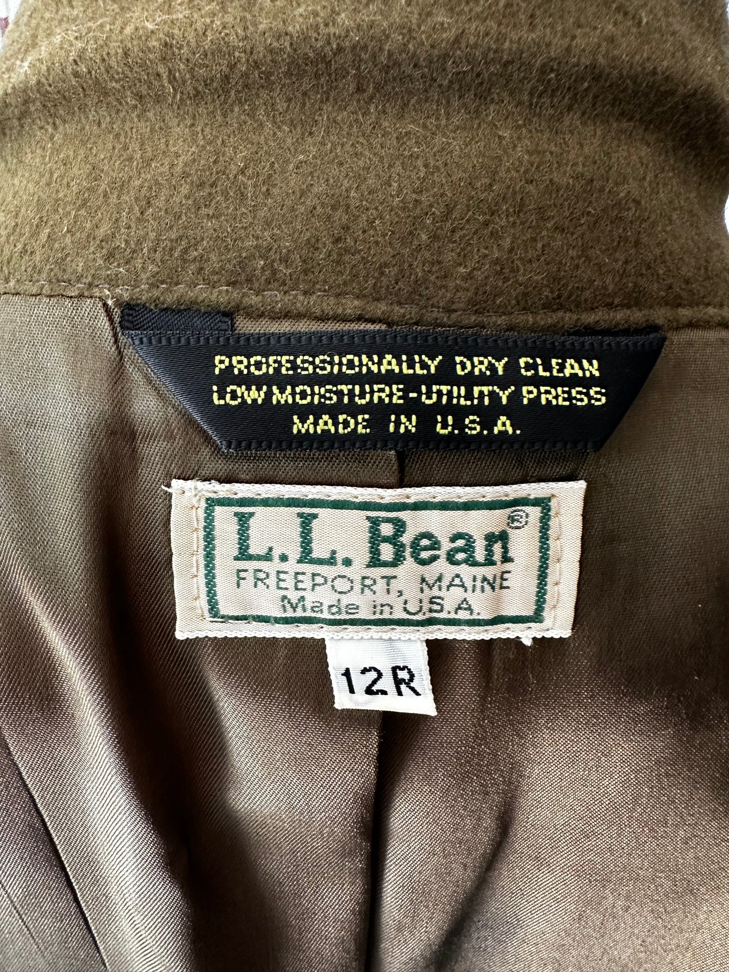 80s/90s LL Bean Olive wool blazer. Made in the USA