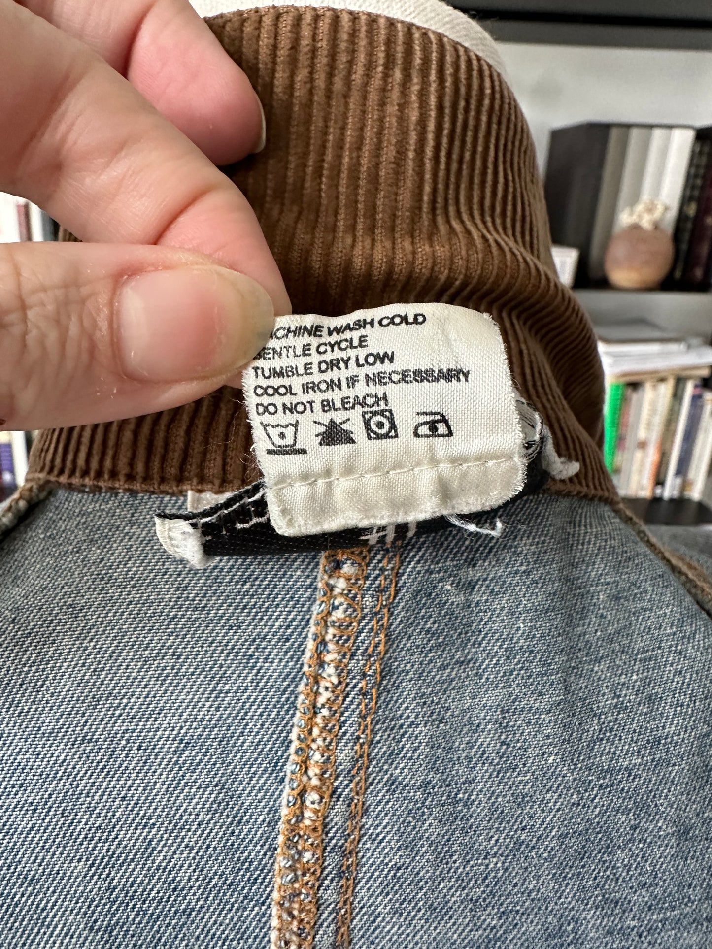 90s Timothy Daniel denim trench with corduroy collar