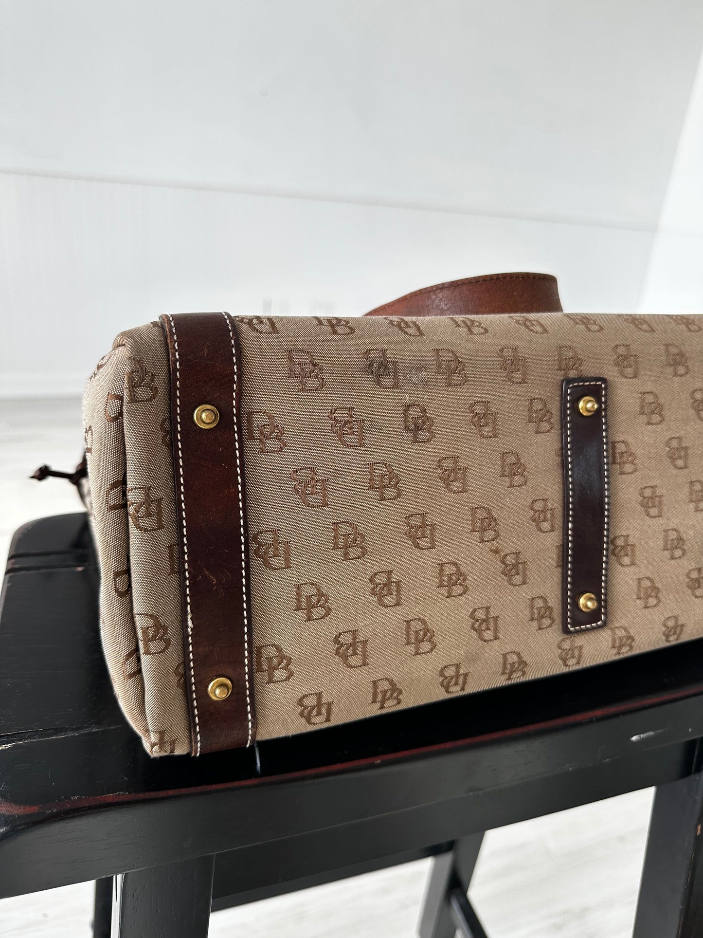 90s Dooney and Bourke signature monogram canvas tote bag