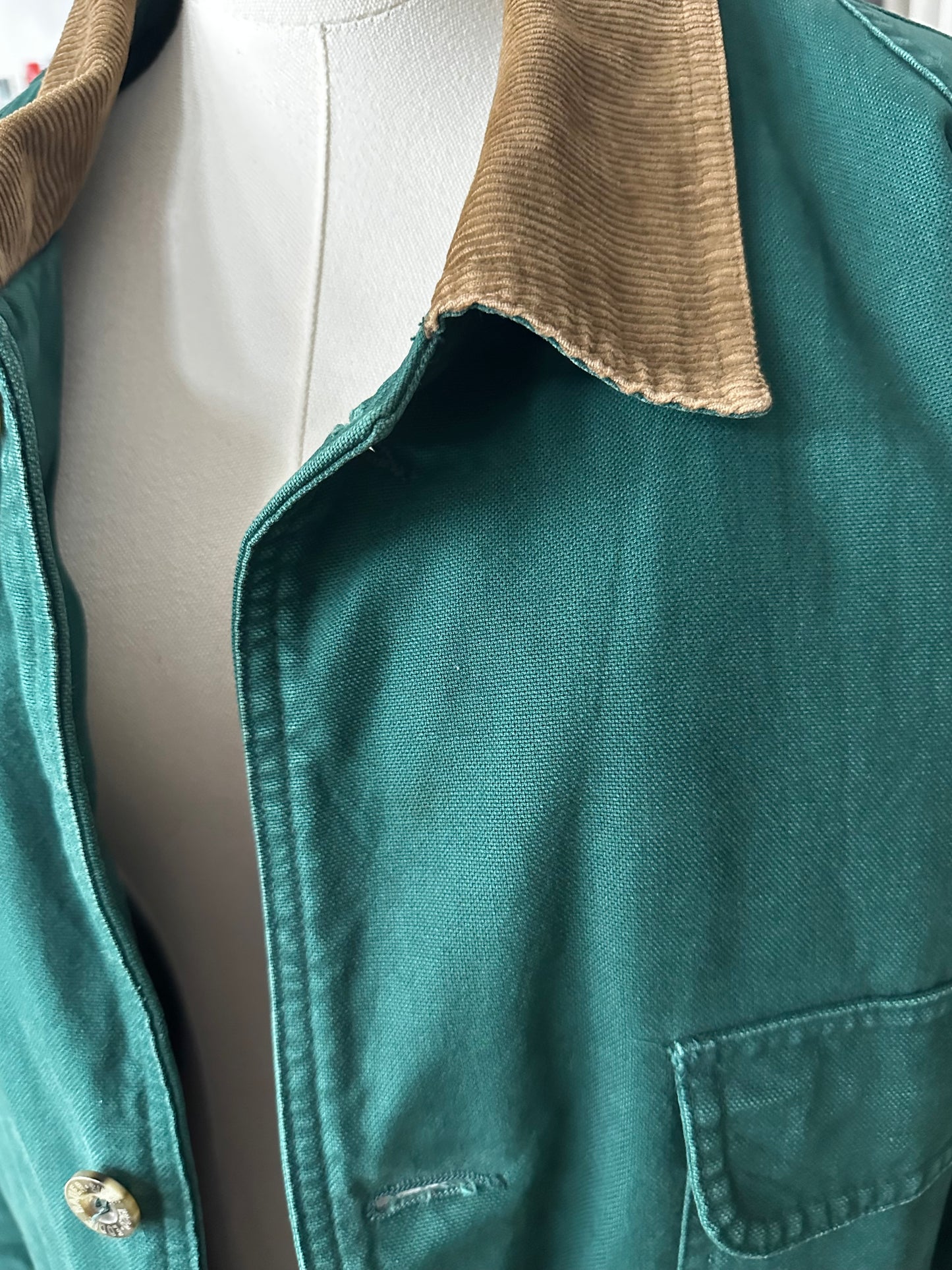 90s Eddie Bauer green barn coat with removable goose down liner. Made in Korea