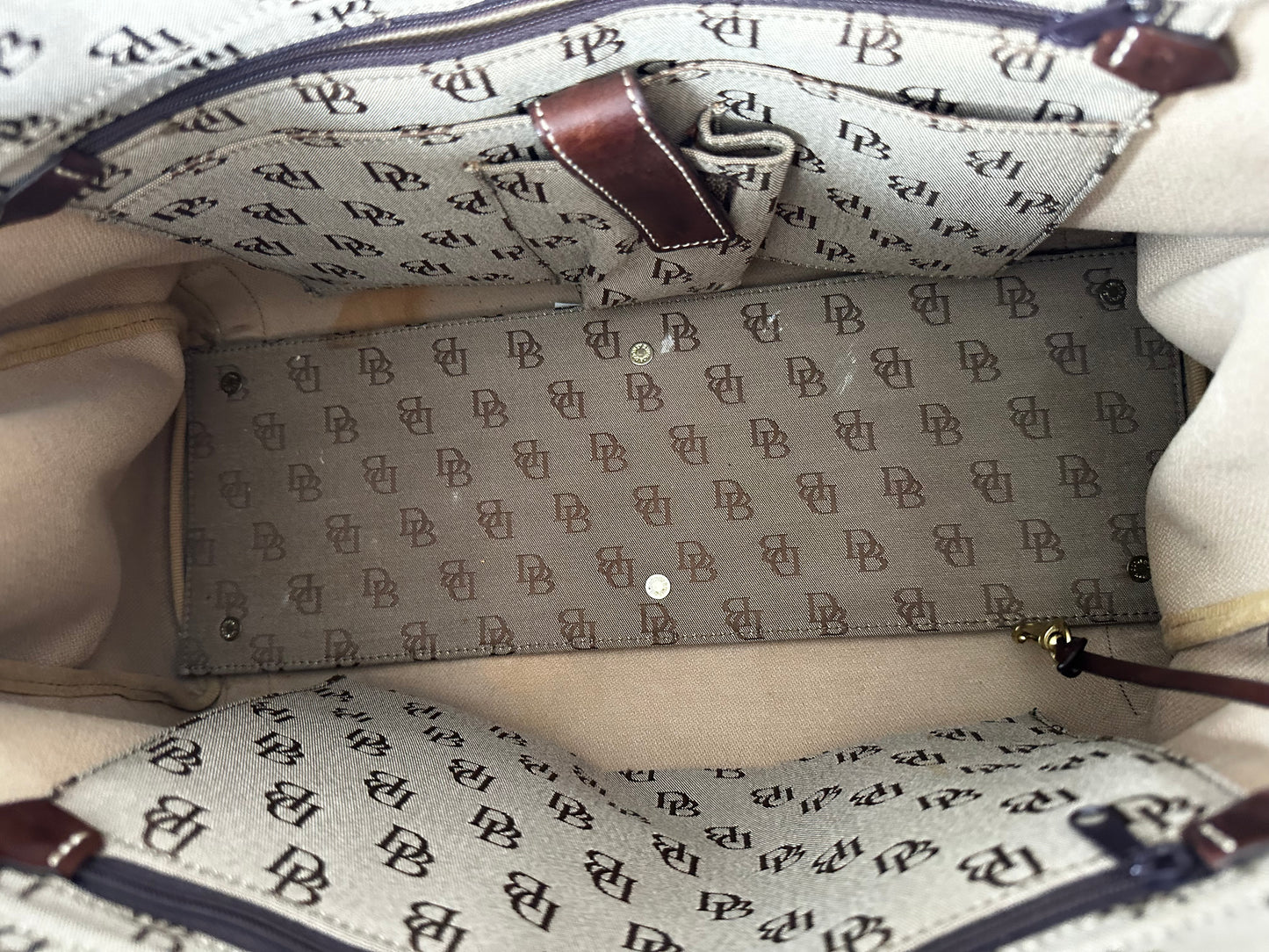 90s Dooney and Bourke signature monogram canvas tote bag