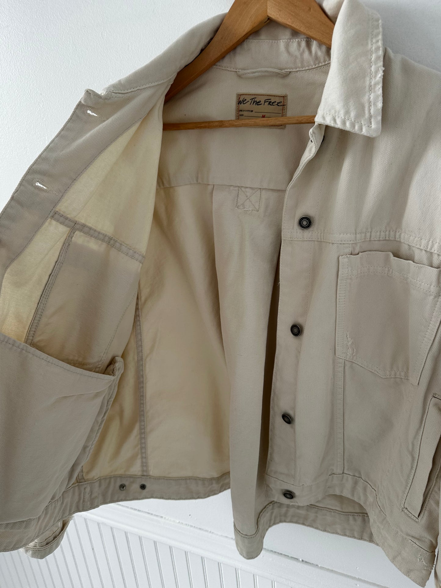 We the Free Opal Swing Denim jacket in cream. Size medium