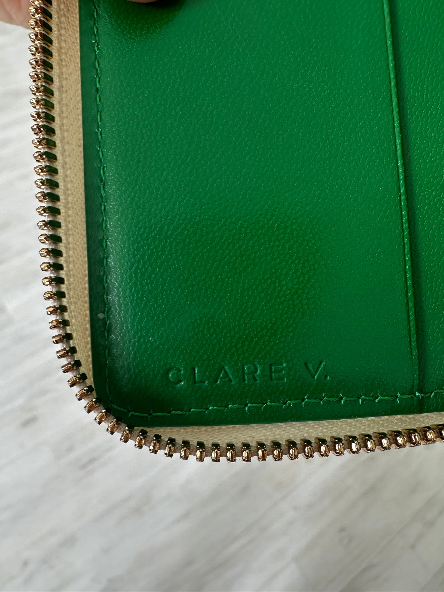 Clare V zip top wallet in checkered