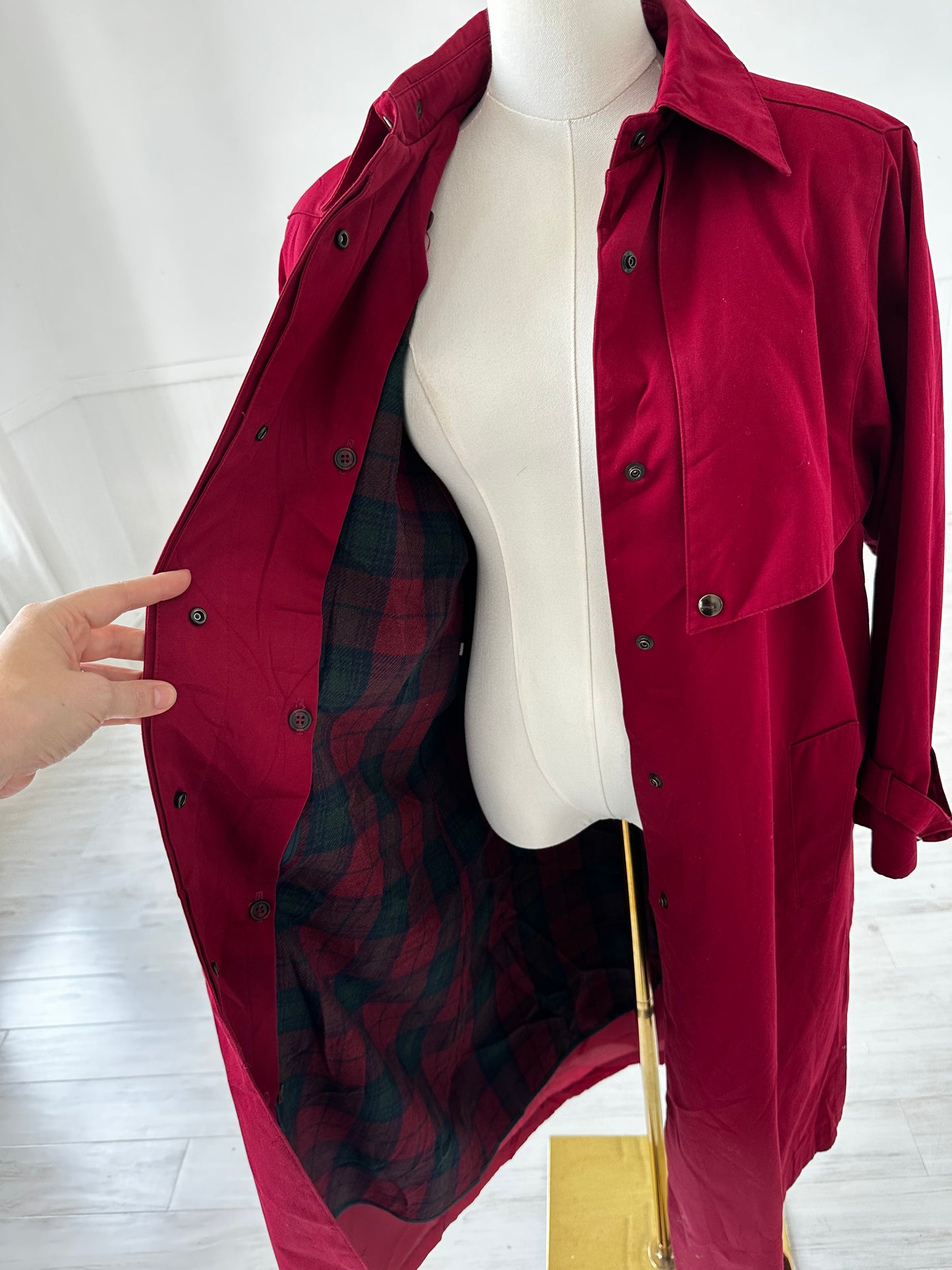 80s/90s J.G.Hook red trench. Made in the USA