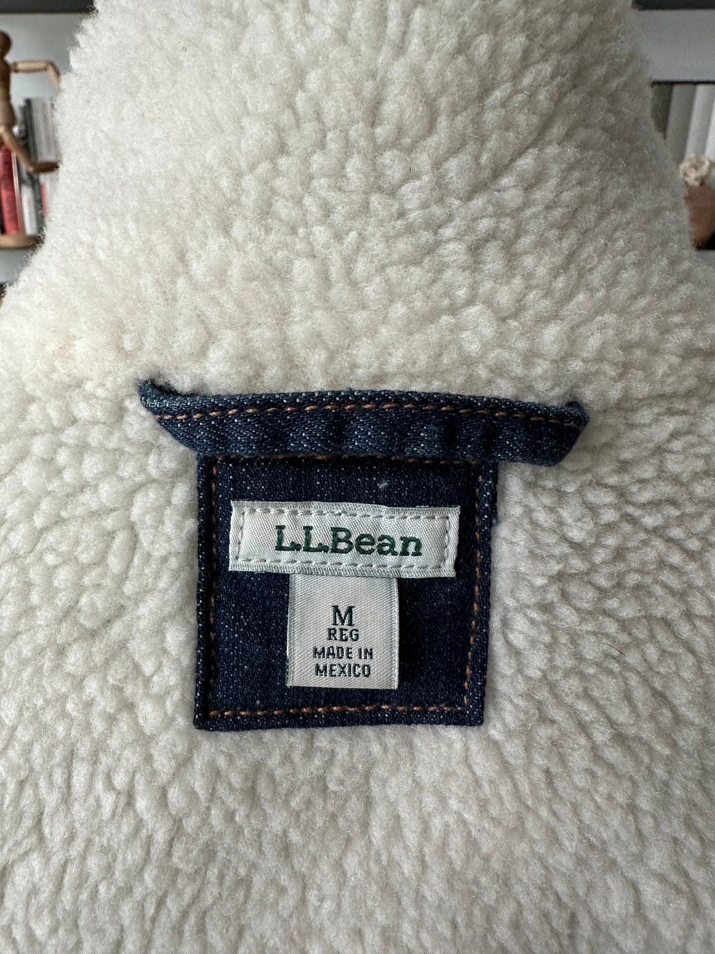 00s LL Bean denim Sherpa lined chore coat. Made in Mexico