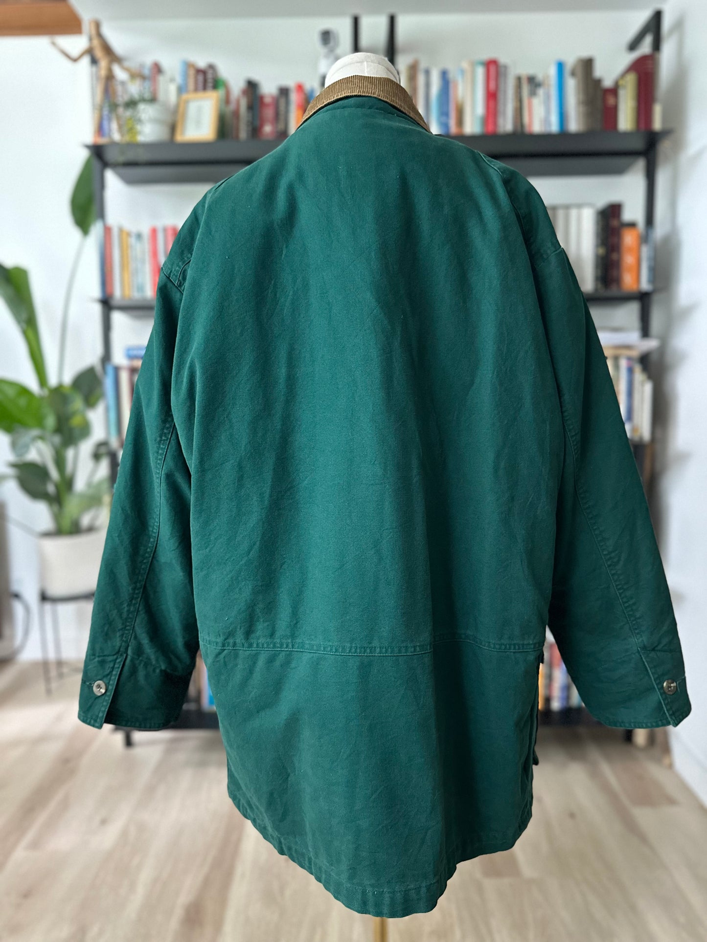 90s Eddie Bauer green barn coat with removable goose down liner. Made in Korea