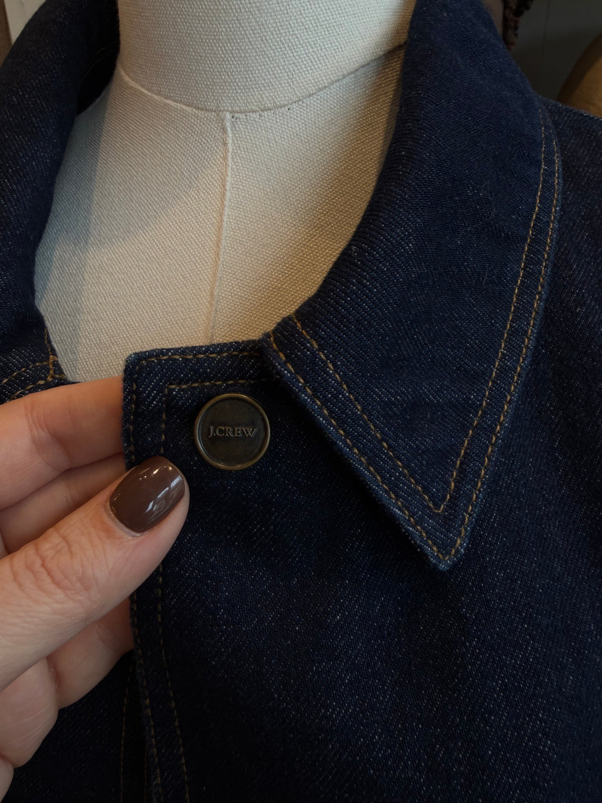JCrew cropped denim barn jacket. Size L