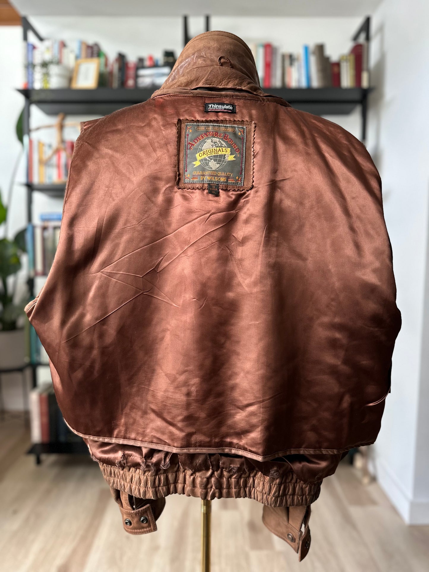 90s Adventure Bound by Wilson’s leather bomber jacket with removable lining. Made in Korea