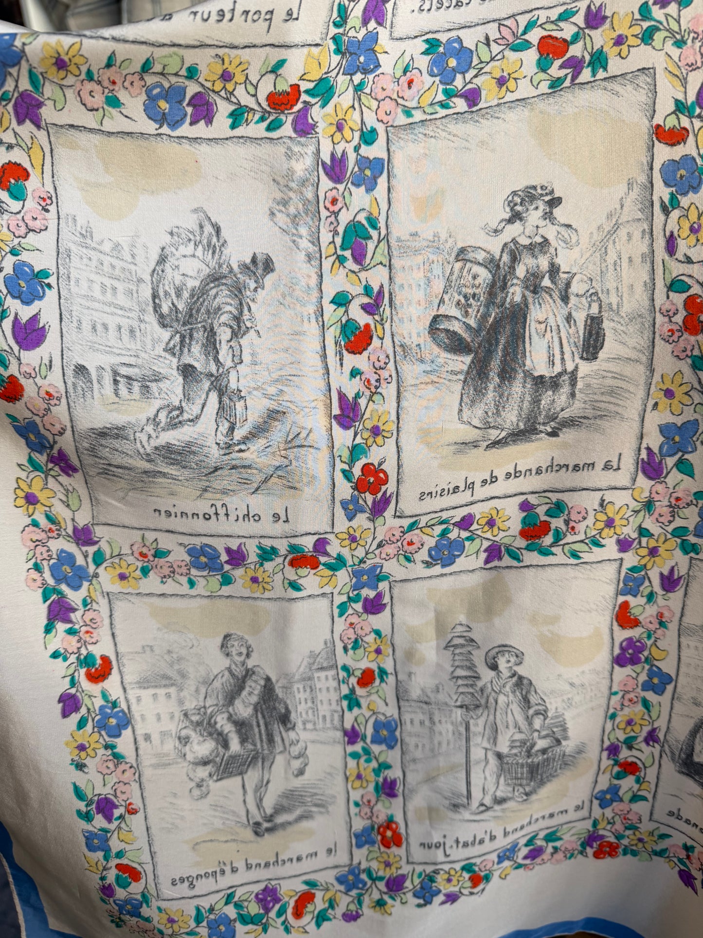 Paris vintage silk scarf #22