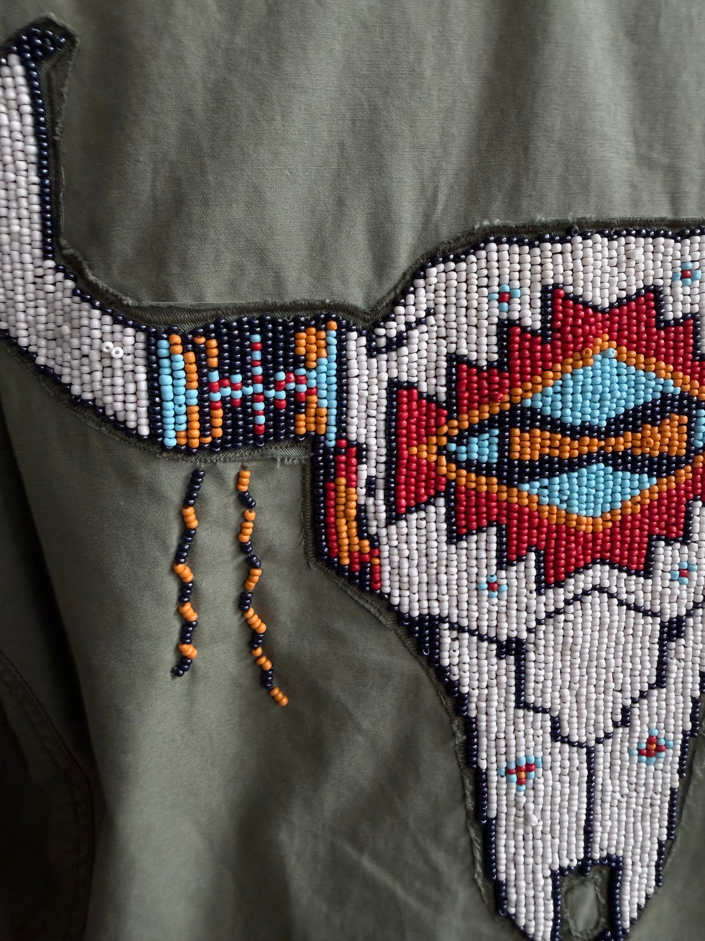 00s Polo Ralph Lauren military jacket with beaded embroidery. Fits XXS-S