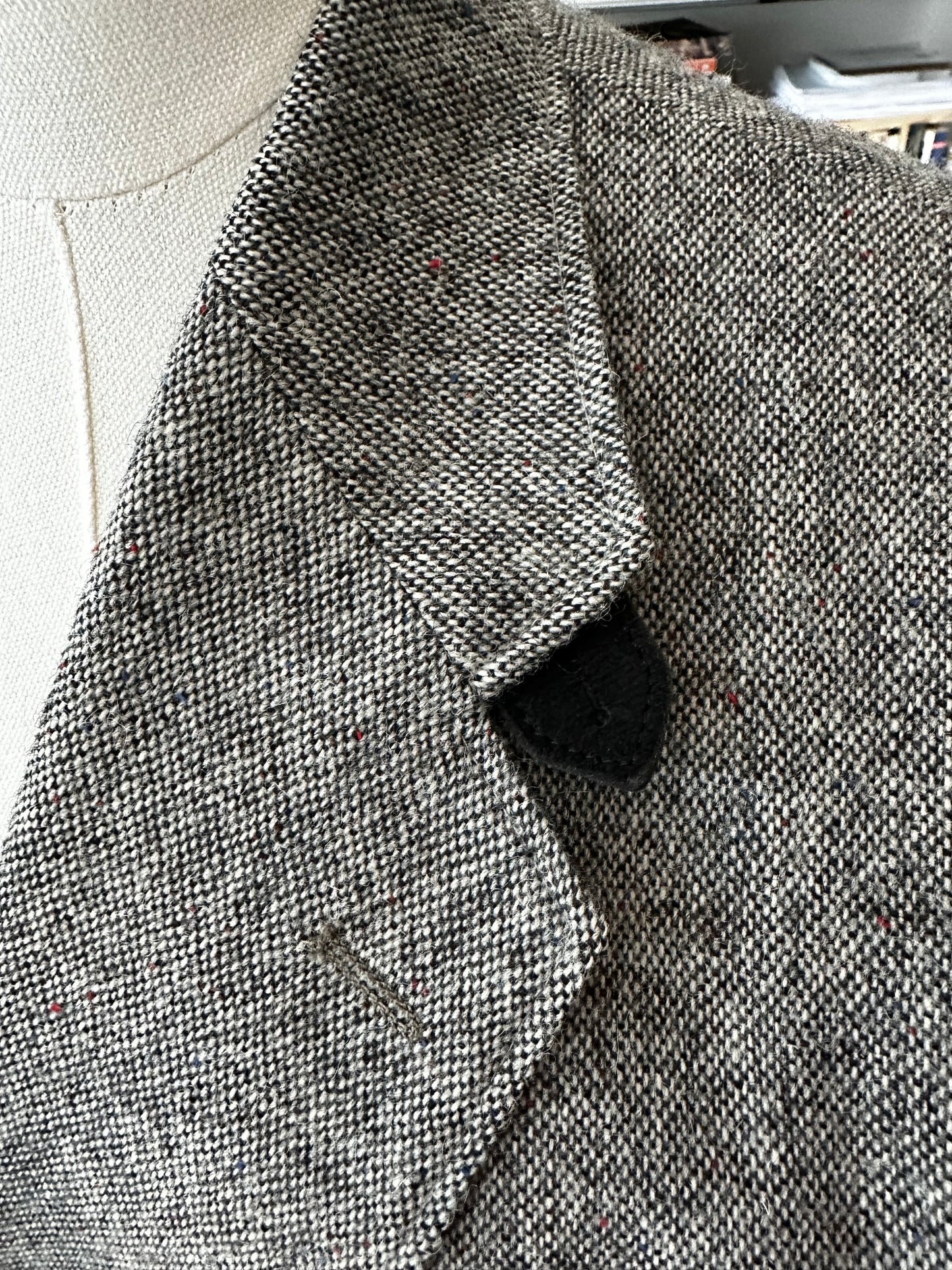 80s Executive Collection wool tweed blazer with suede elbow patches