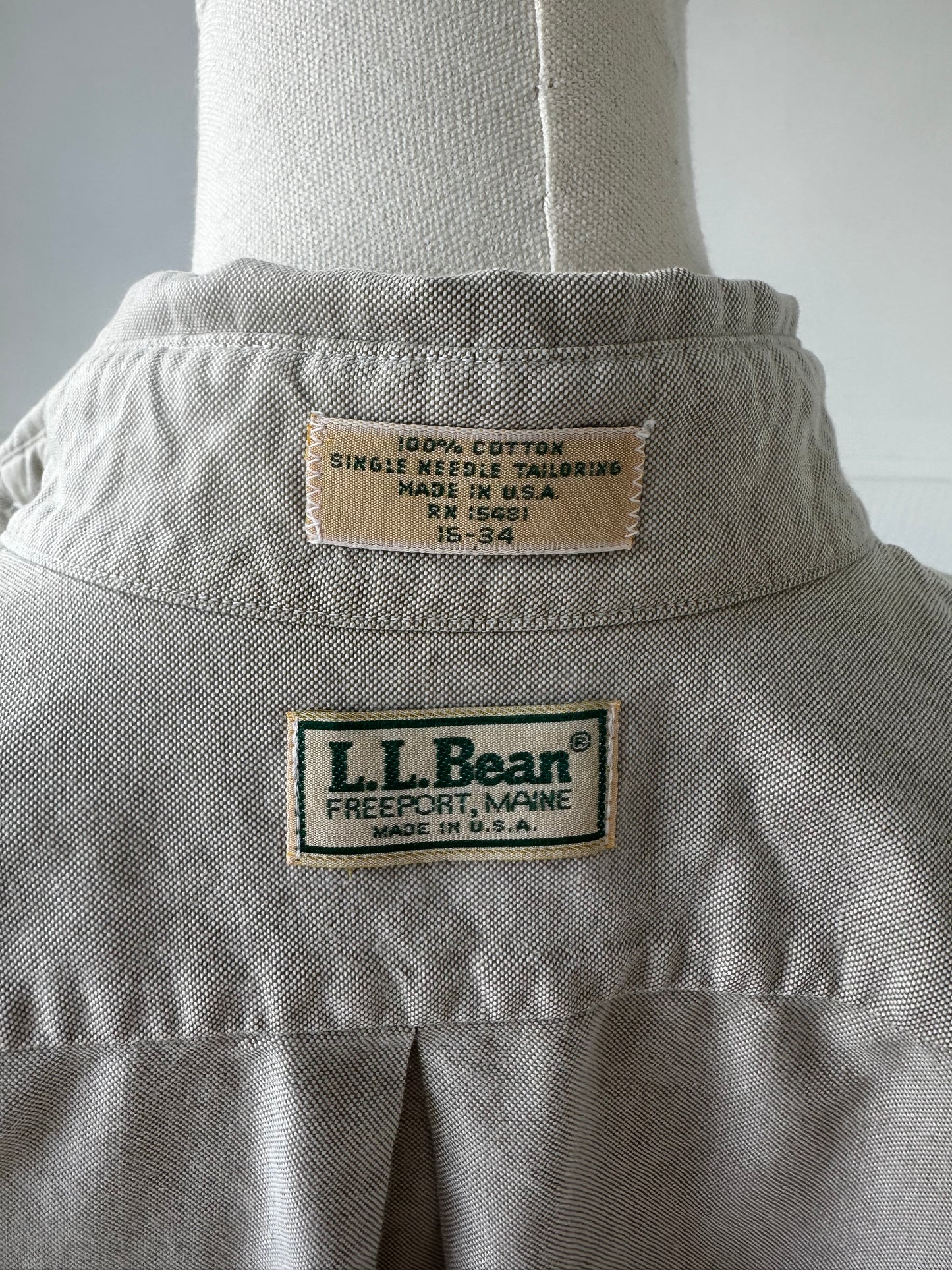 90s LL Bean off white oxford. Made in the USA