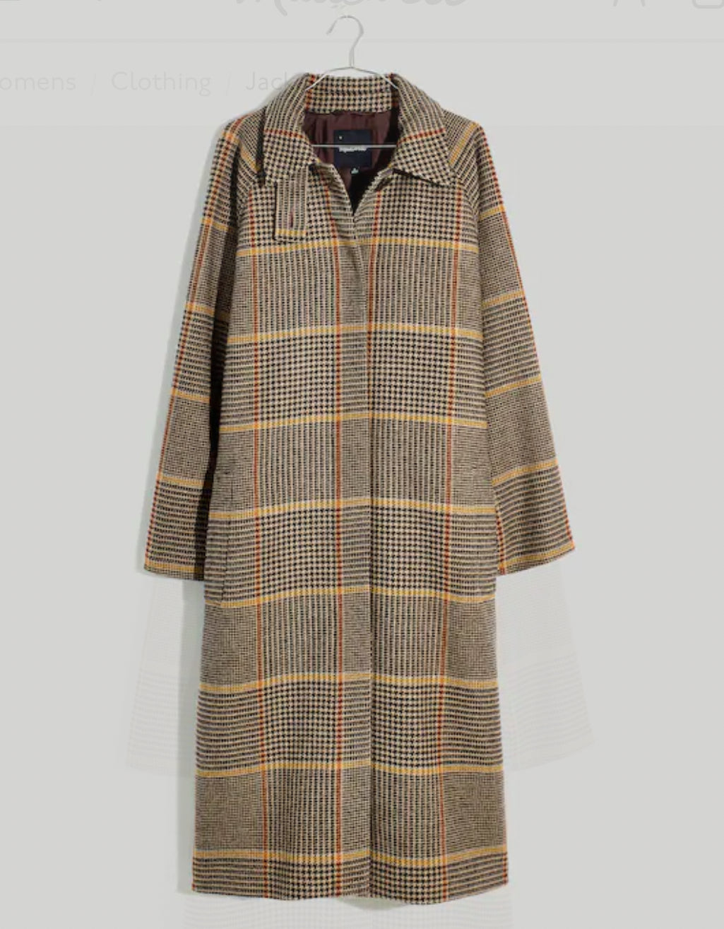 Madewell Oversized Car Coat in Glen Plaid. Size medium