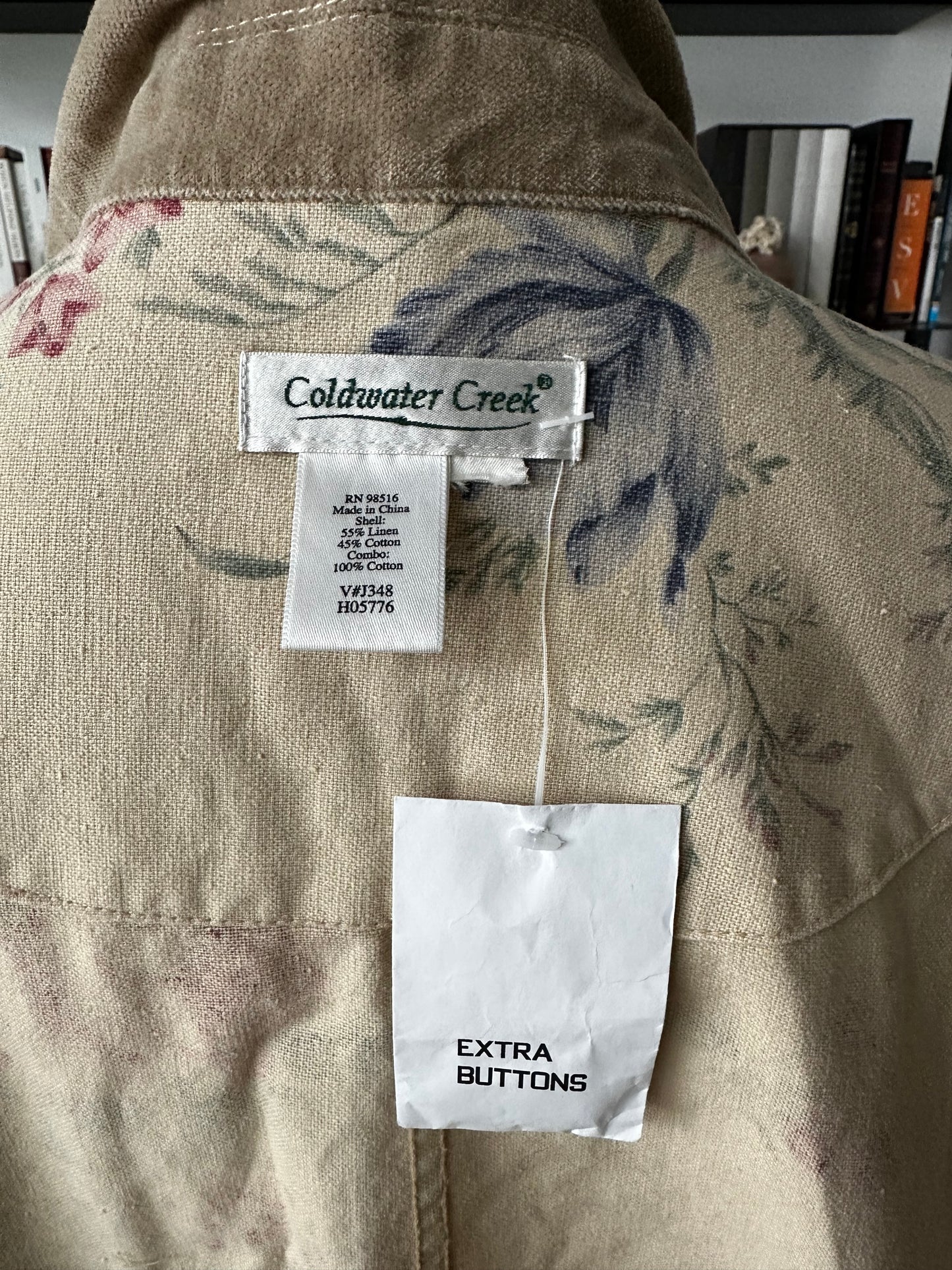 90s Coldwater Creek linen/cotton floral barn coat