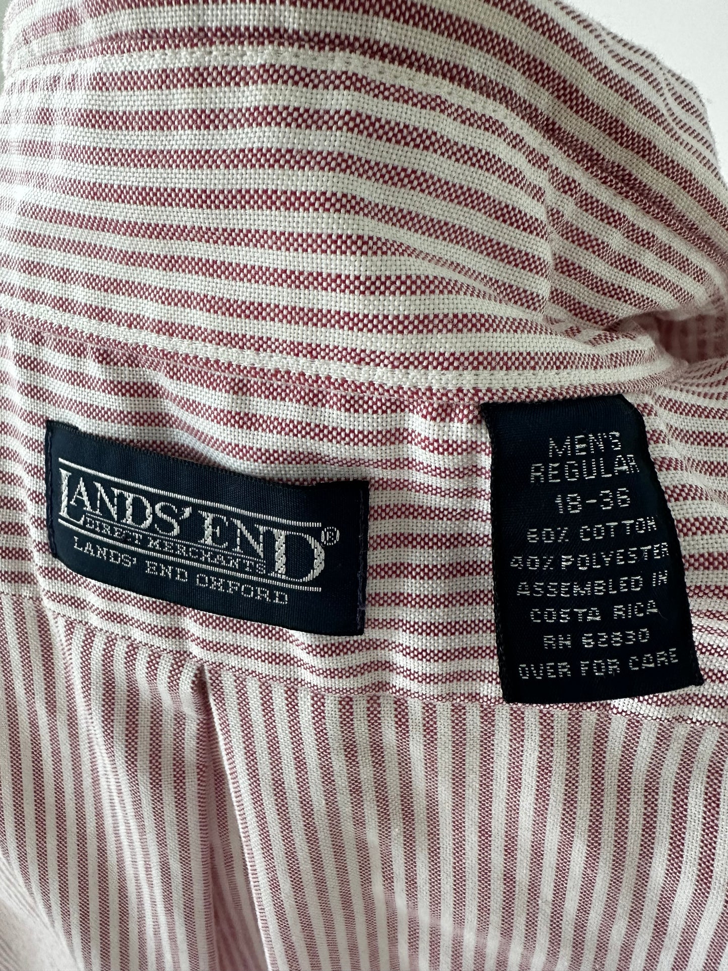 90s/00s Lands’ End red striped oxford