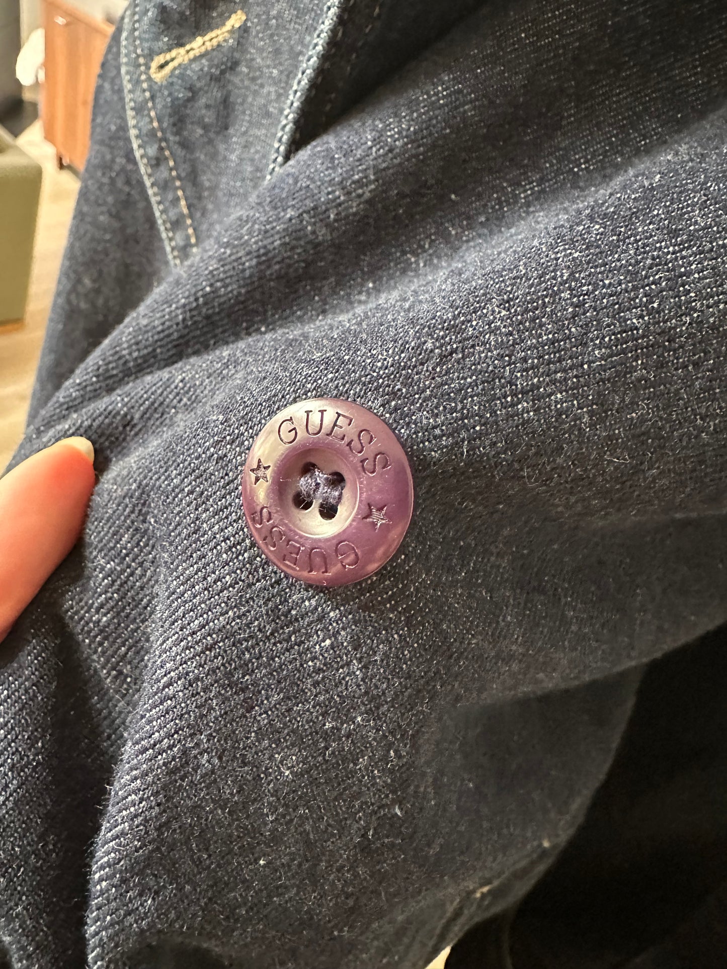 90s Guess denim pea coat. Made in the USA