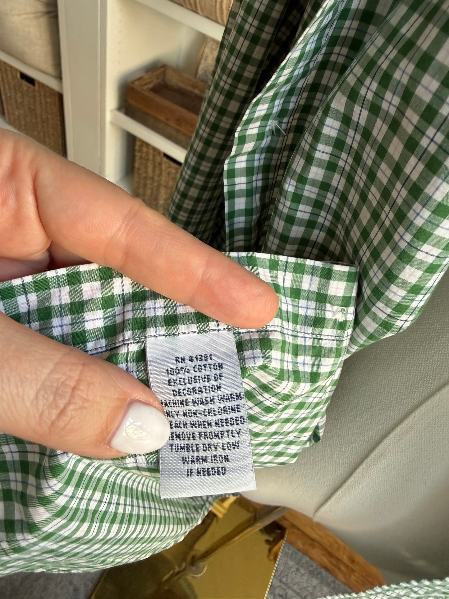 00s Ralph Lauren green check poplin button down