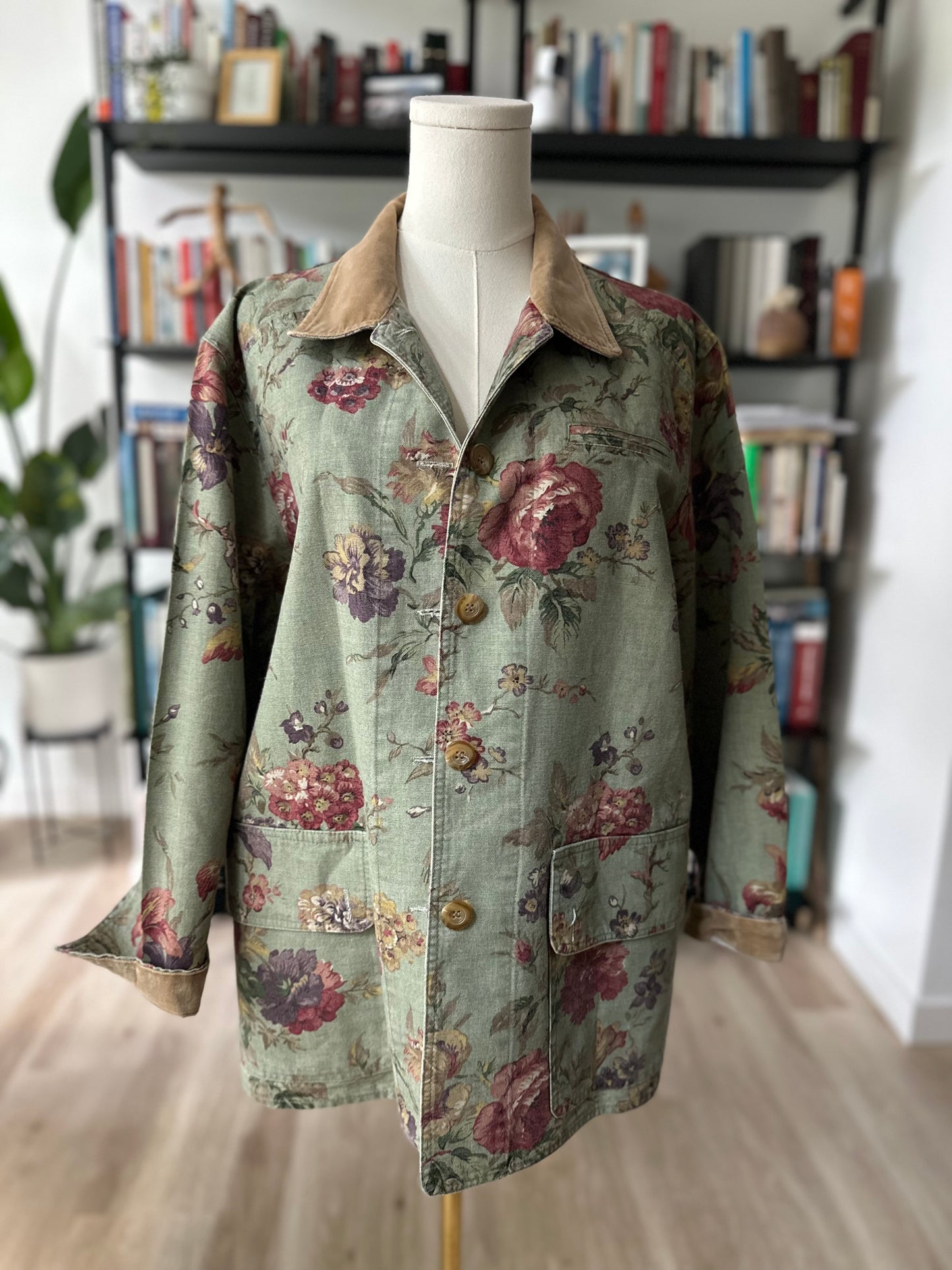 90s Coldwater Creek green floral barn coat. Made in the USA