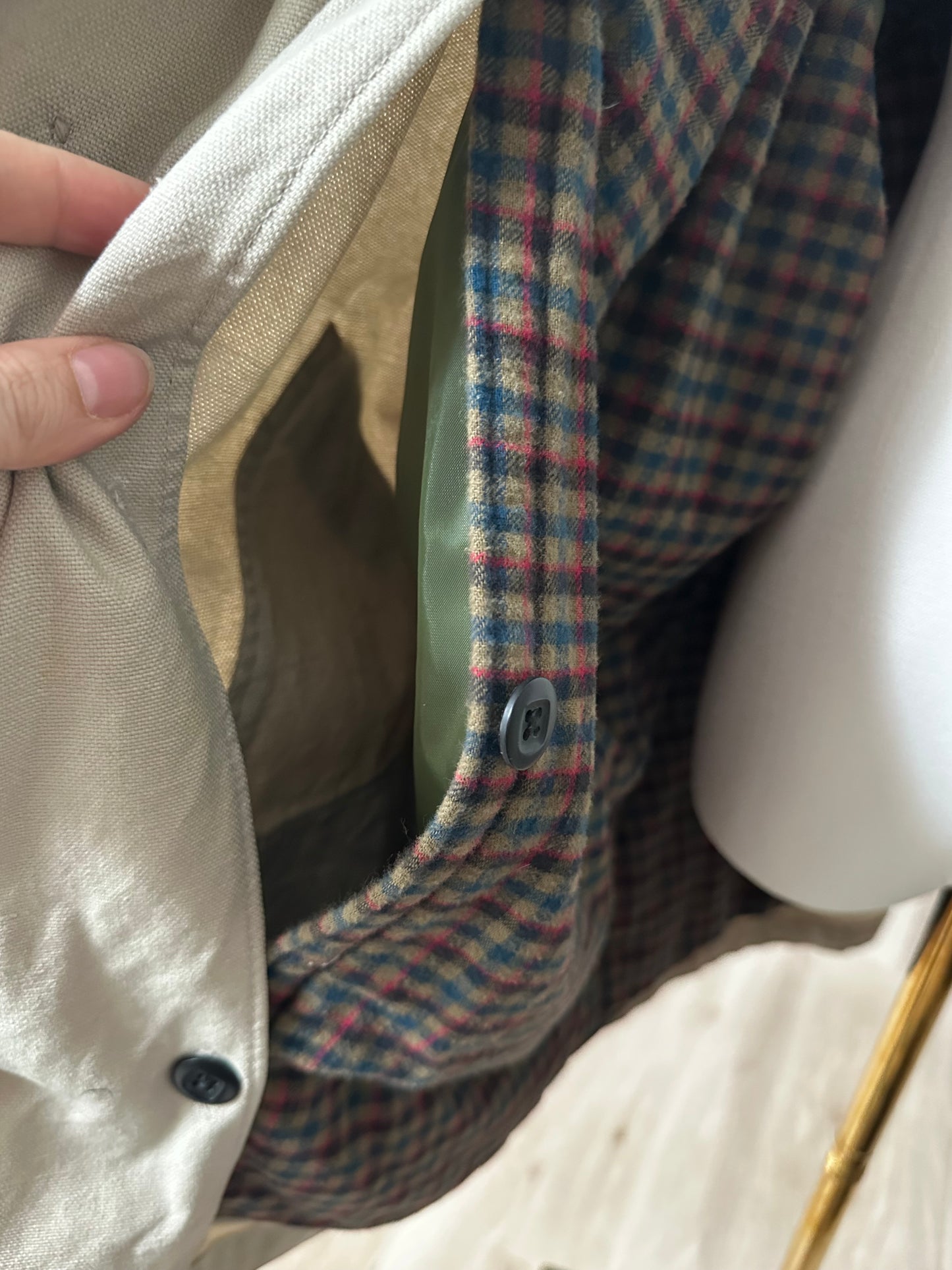 90s LL Bean khaki barn coat with removable lining. Made in the USA