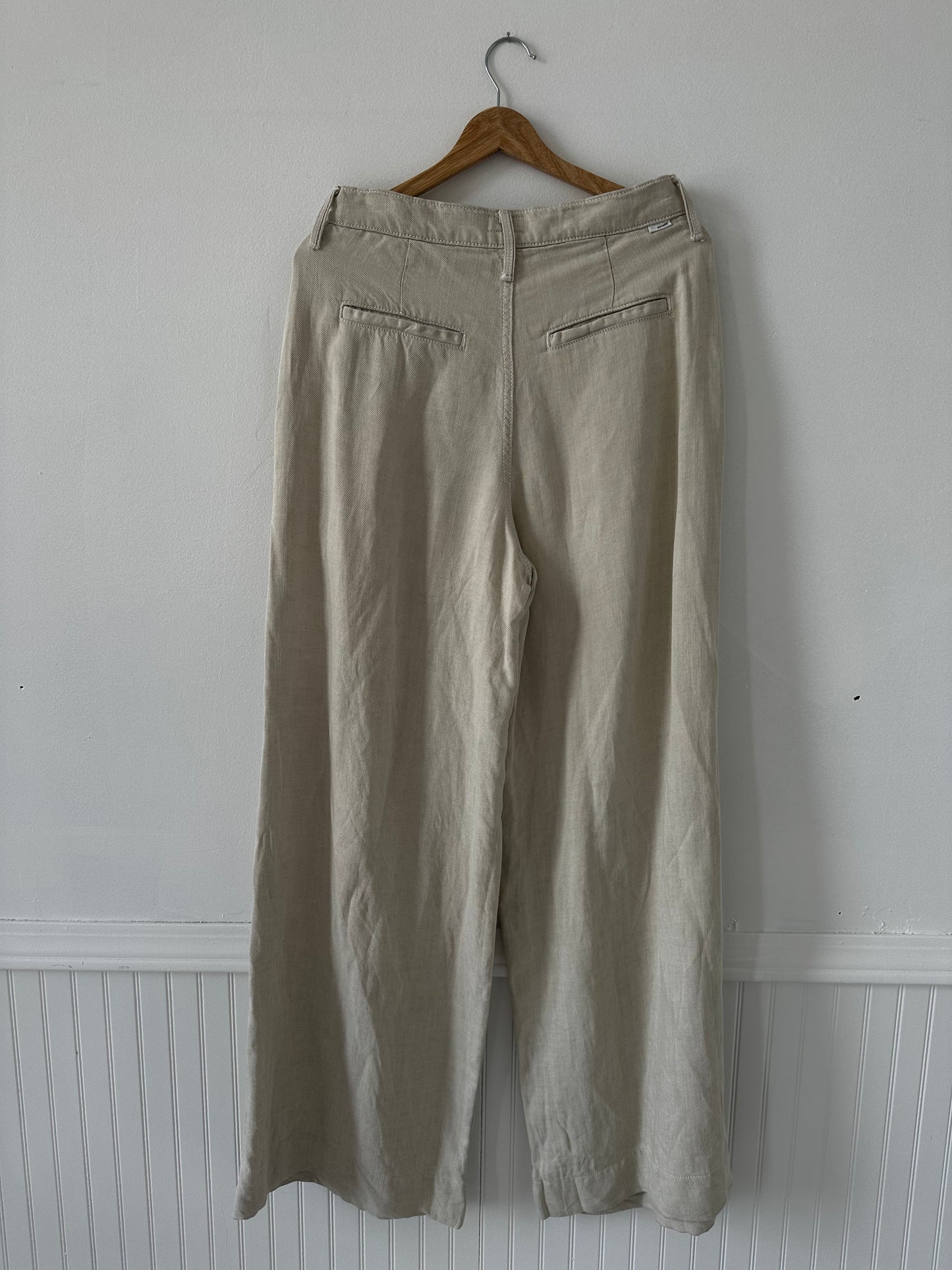 Mother wide leg linen blend trousers. Size 29