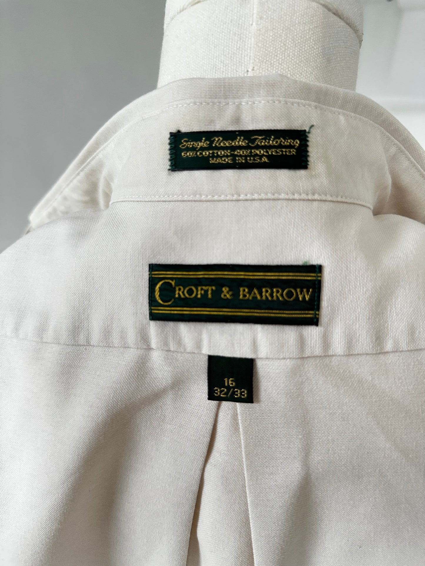 90s Croft & Barrow light tan oxford. Made in the USA